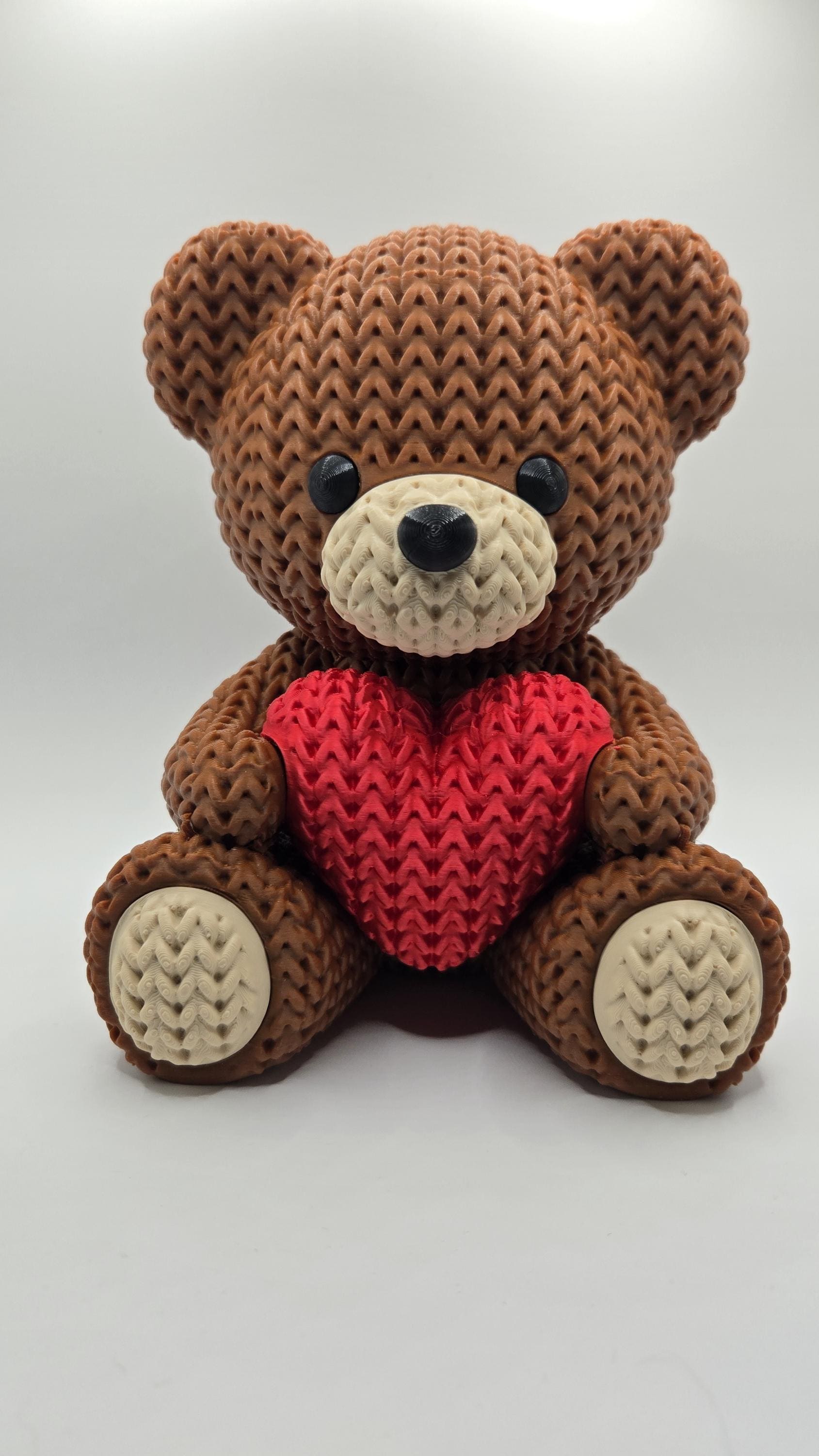 JUMBO Knit Design Valentine Teddy Bear | 3D Printed Crochet Love Gift