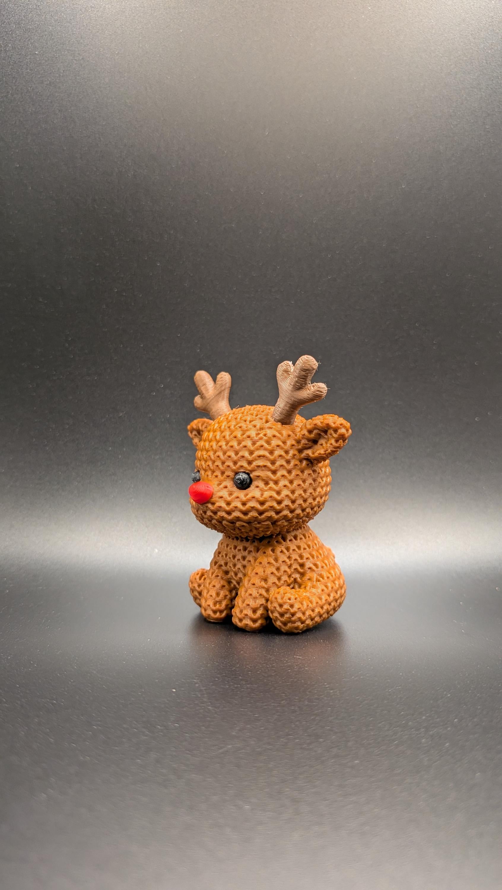 Crocheted Reindeer 3D Printed Winter Knit Design Seasonal Decor