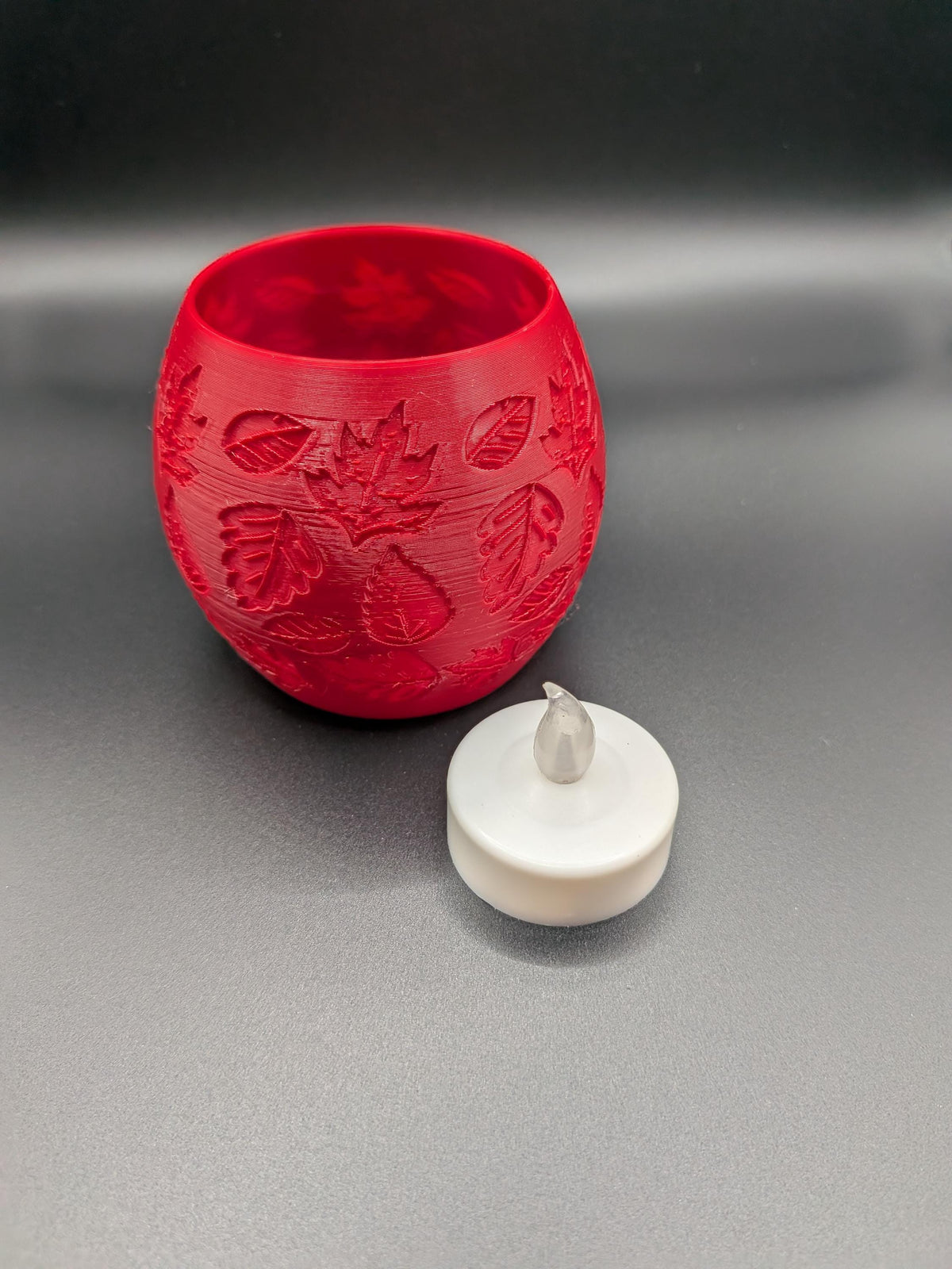 Red Fall Leaves Tea Light Holder 3D Printed Decor