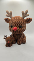 JUMBO Crocheted Reindeer 3D Printed Winter Knit Design Seasonal Decor