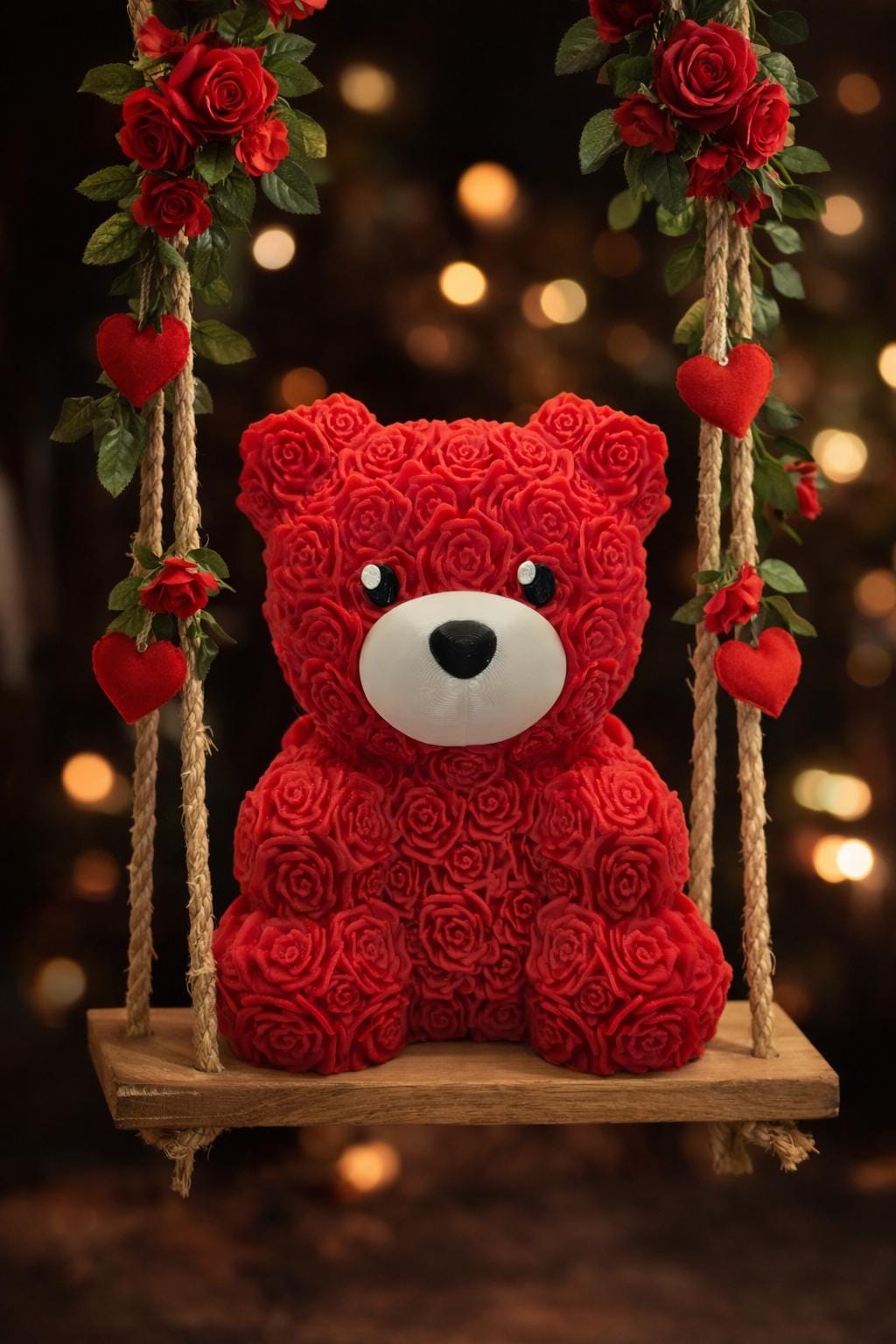 3D Printed Forever Rose Teddy Bear | Floral Bear Sculpture | Valentine’s Day Gift | Romantic Home Decor | Anniversary Gift