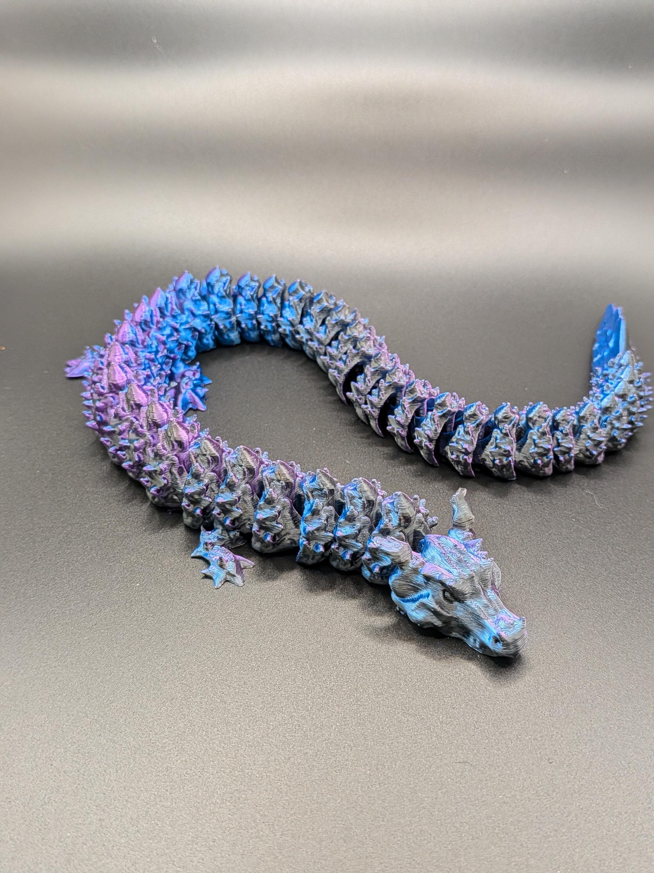 Color Shifting Midnight Dragon Articulated Fidget 3D Printed Toy