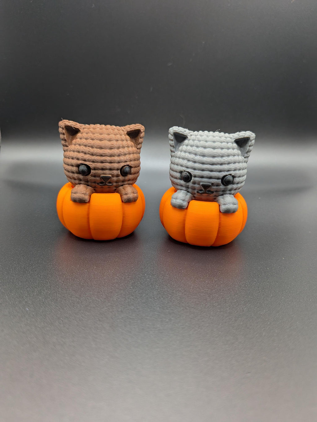 3D Printed Crotchet Cat Pumpkins Grey or Brown