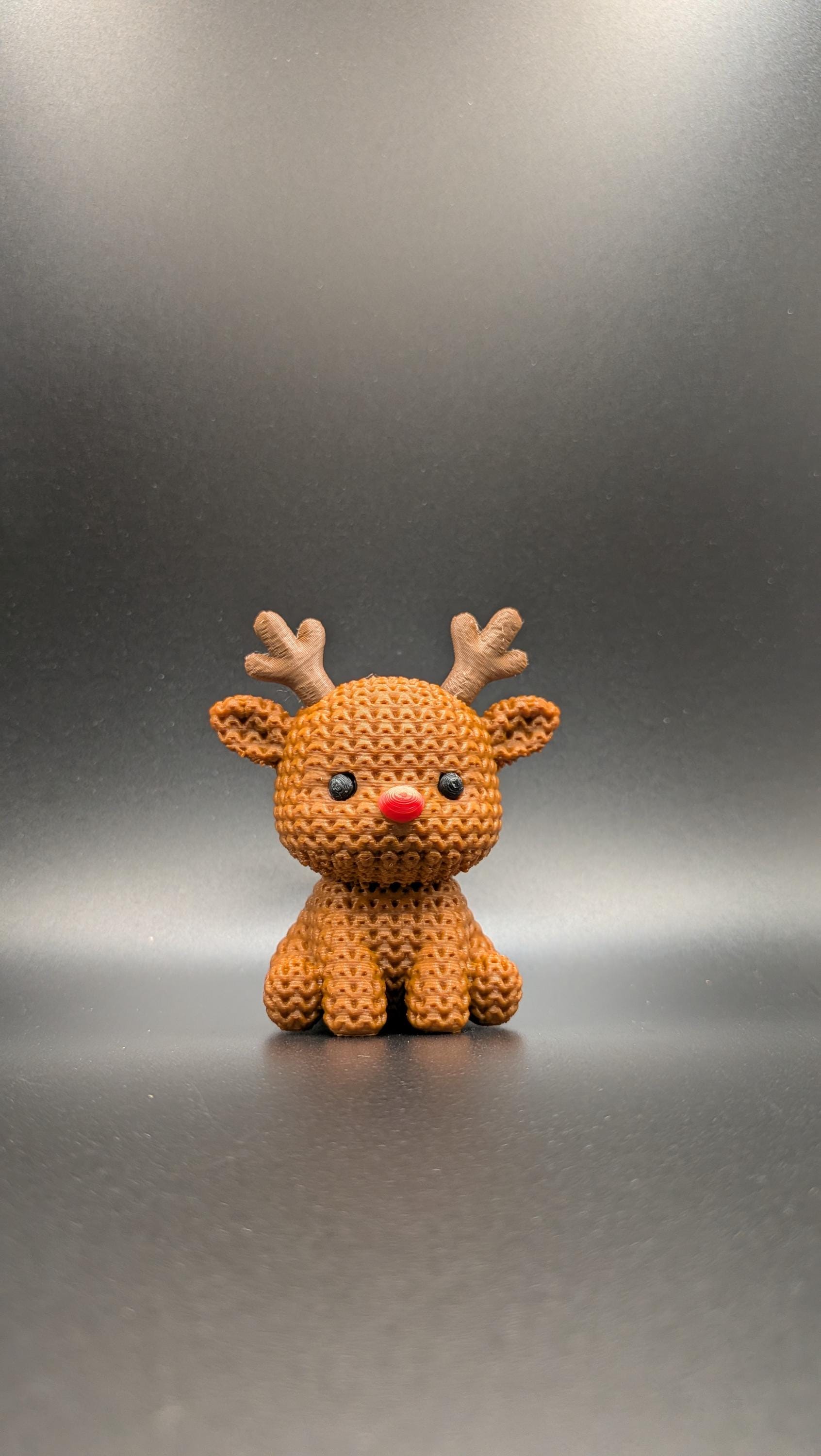 Crocheted Reindeer 3D Printed Winter Knit Design Seasonal Decor