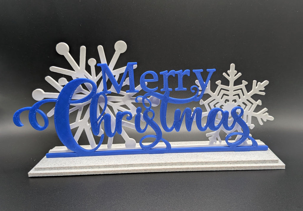 Marble Merry Christmas Sign 3D printed Snowflake Holiday Decor