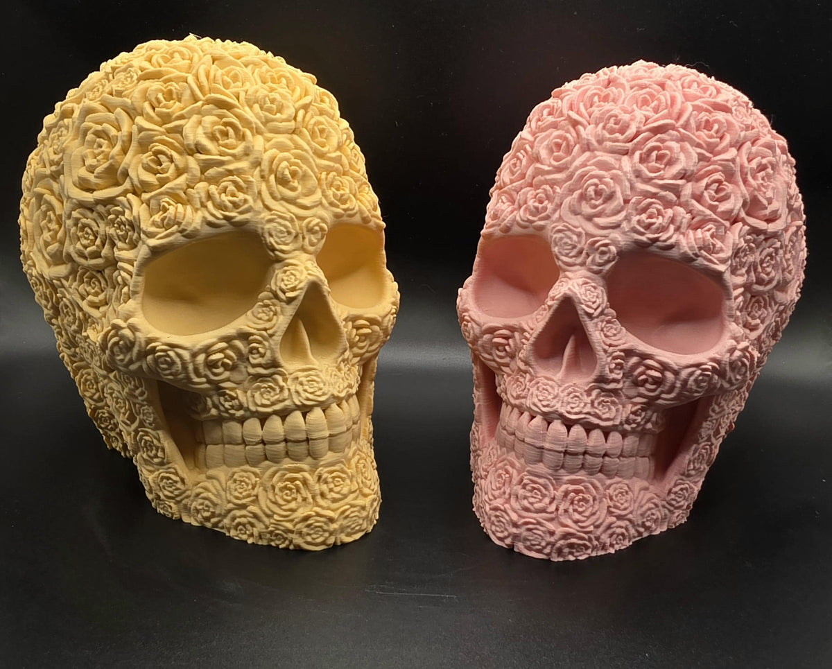 3D Printed Floral Rose Skull – Gothic Home Décor & Unique Gift
