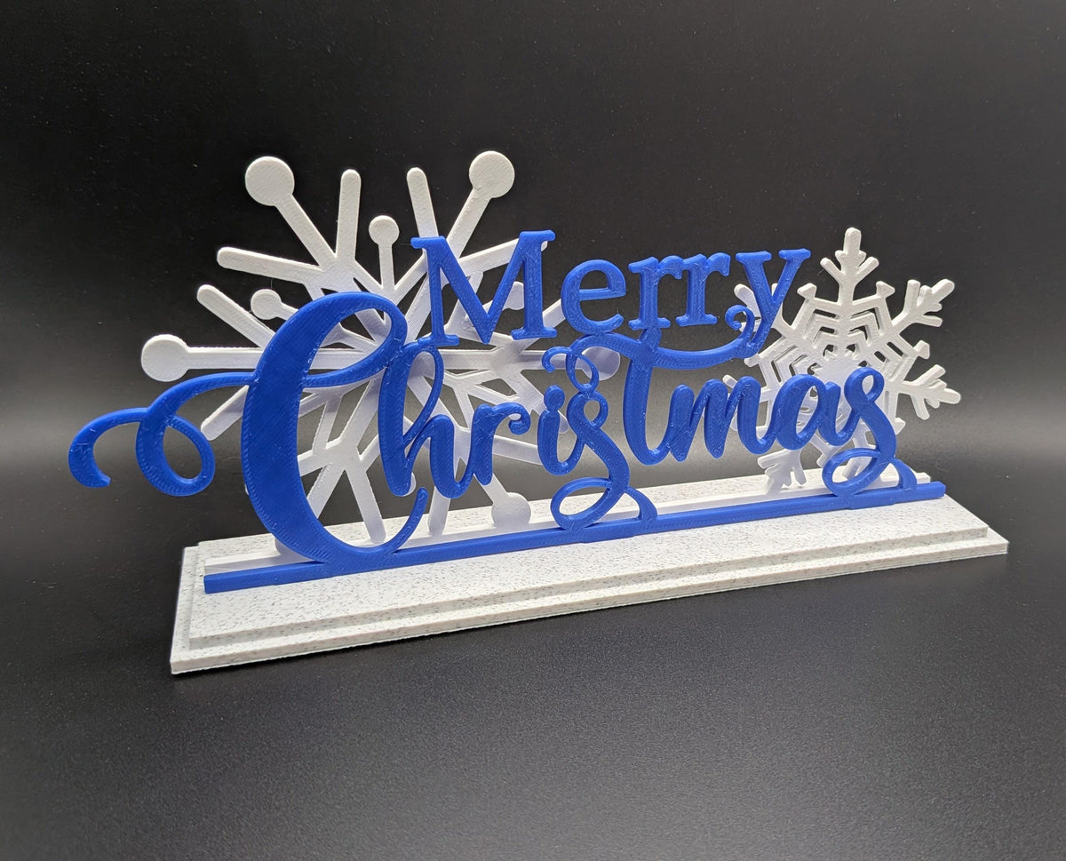 Marble Merry Christmas Sign 3D printed Snowflake Holiday Decor