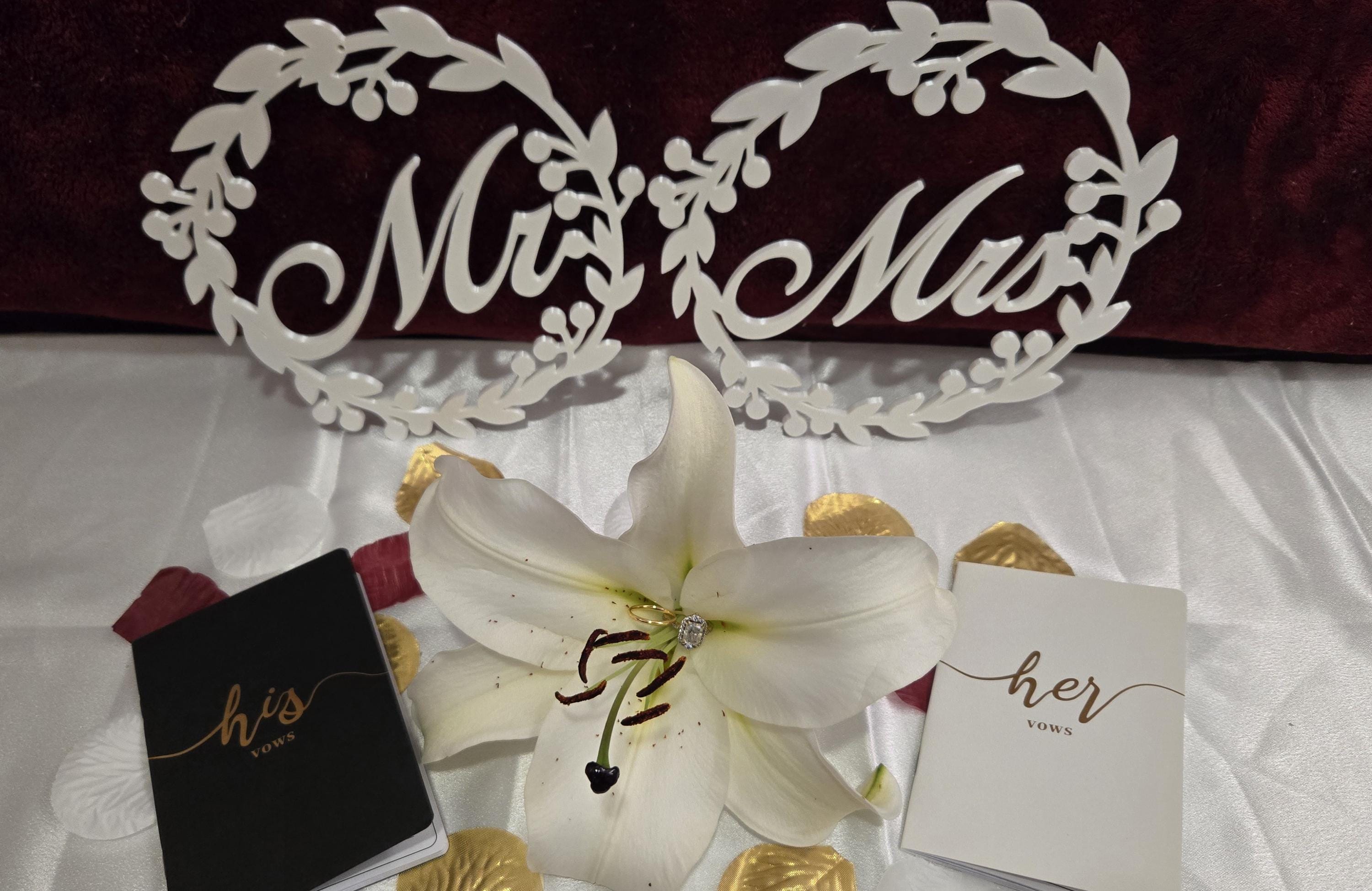 3D Printed Personalized Couple Wedding Signs | Mr | Mrs | Chair Signs for Brides And Grooms