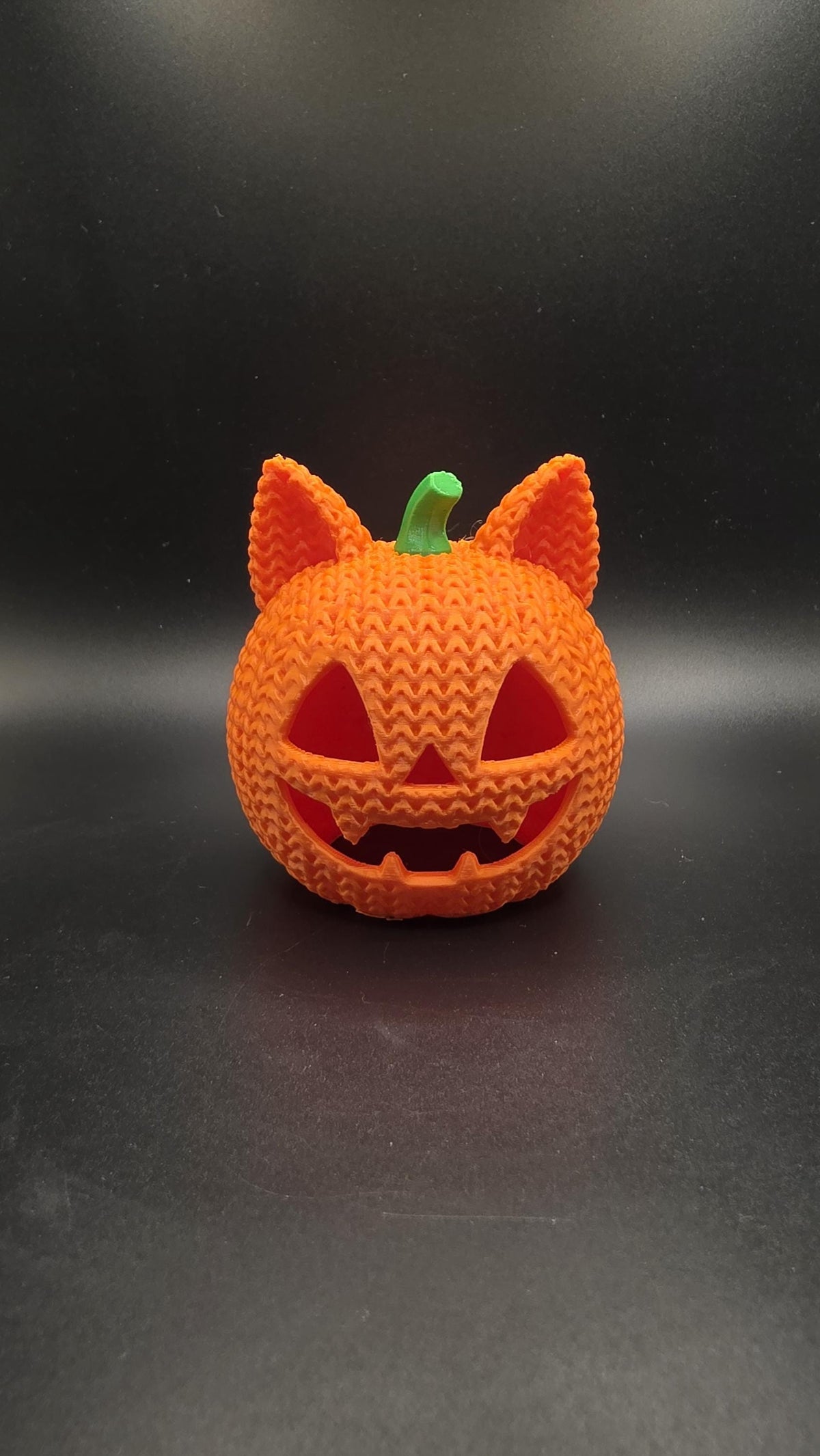Crochet Cat Jack-o'-lantern| 3D printed Pumpkin Tea Light Holder Halloween Decor