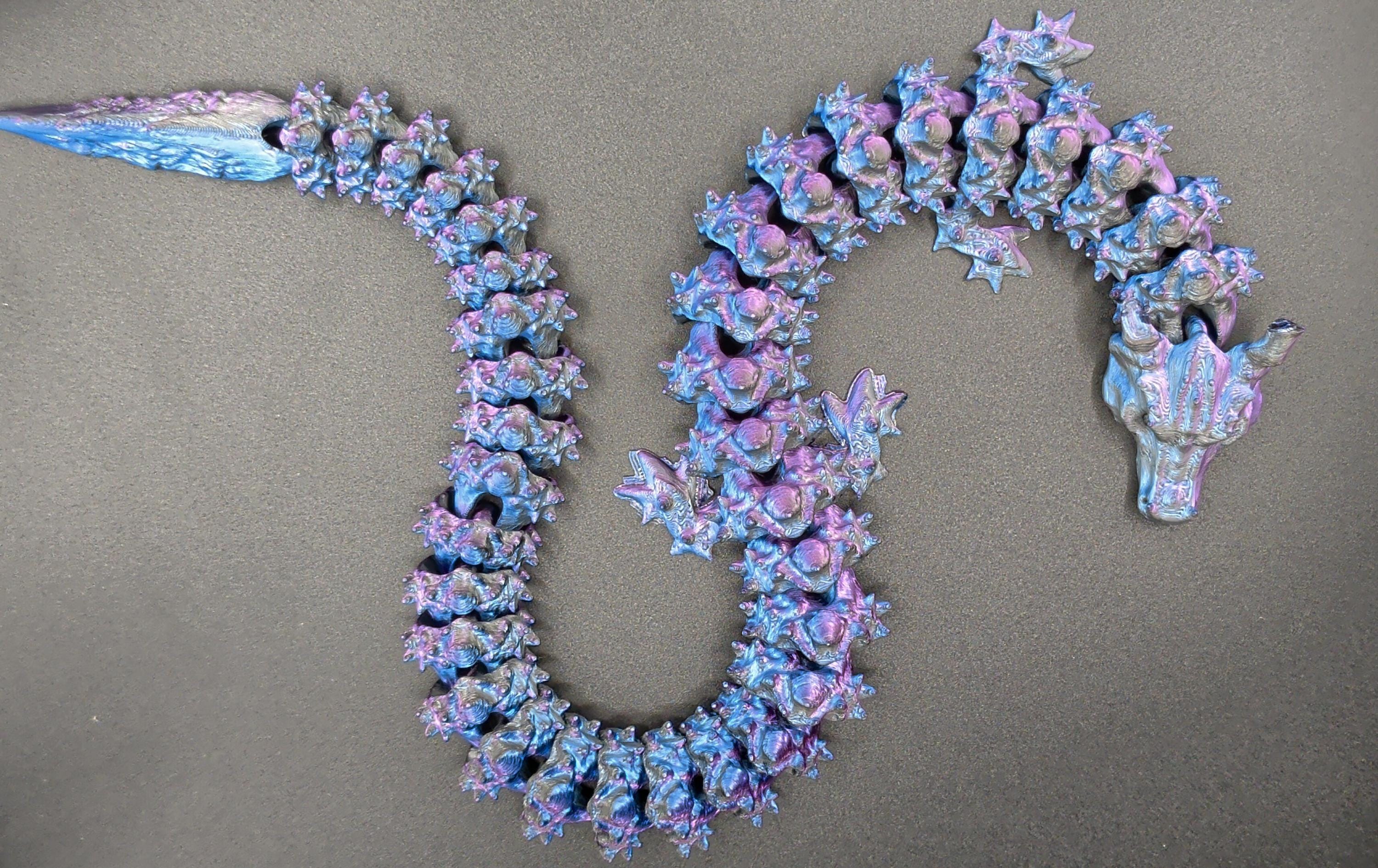 Color Shifting Midnight Dragon Articulated Fidget 3D Printed Toy