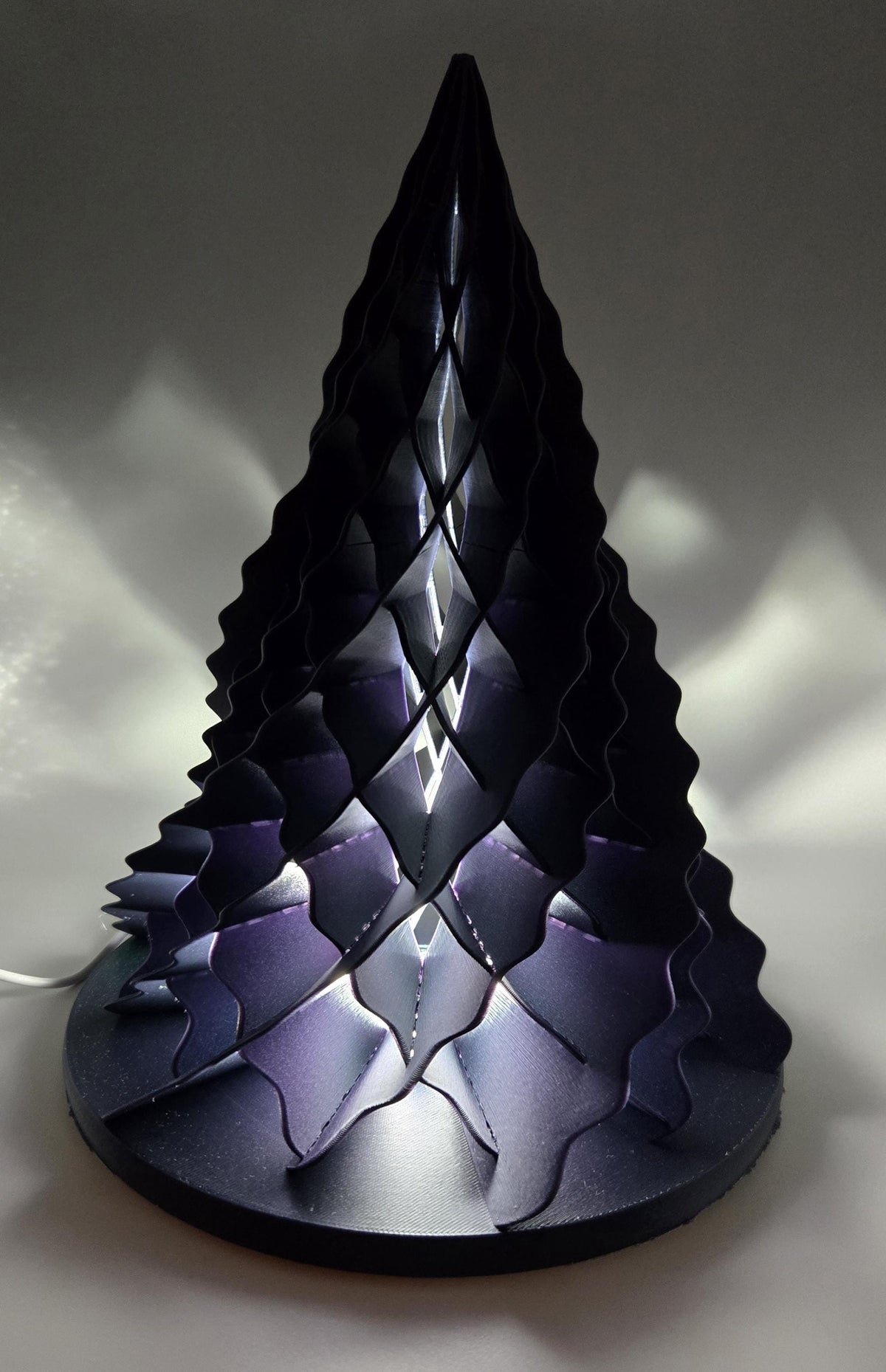 3D Printed Winter Tree Lamp | Modern Ambient Light Christmas Sculpture
