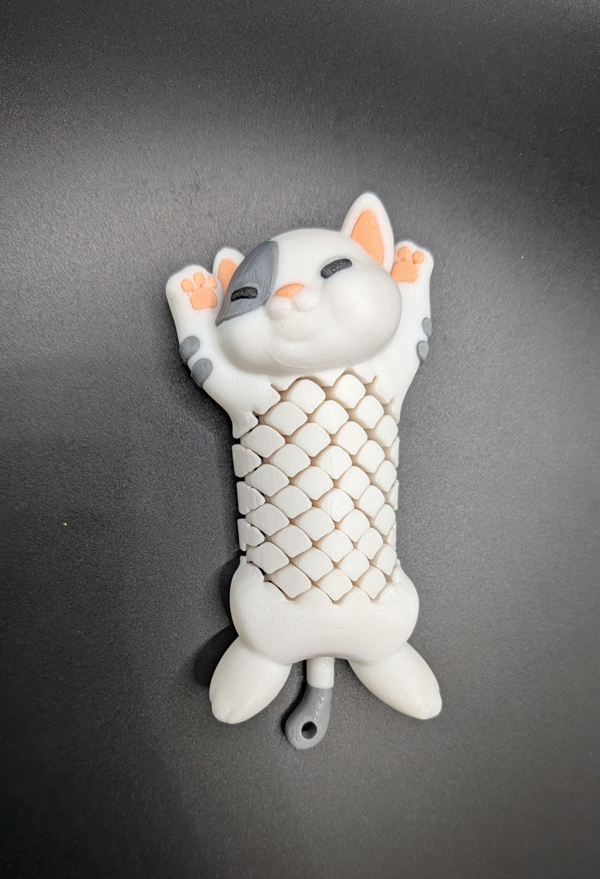 Adorable Cat Articulated Fidget Toy 3D Printed Keychain