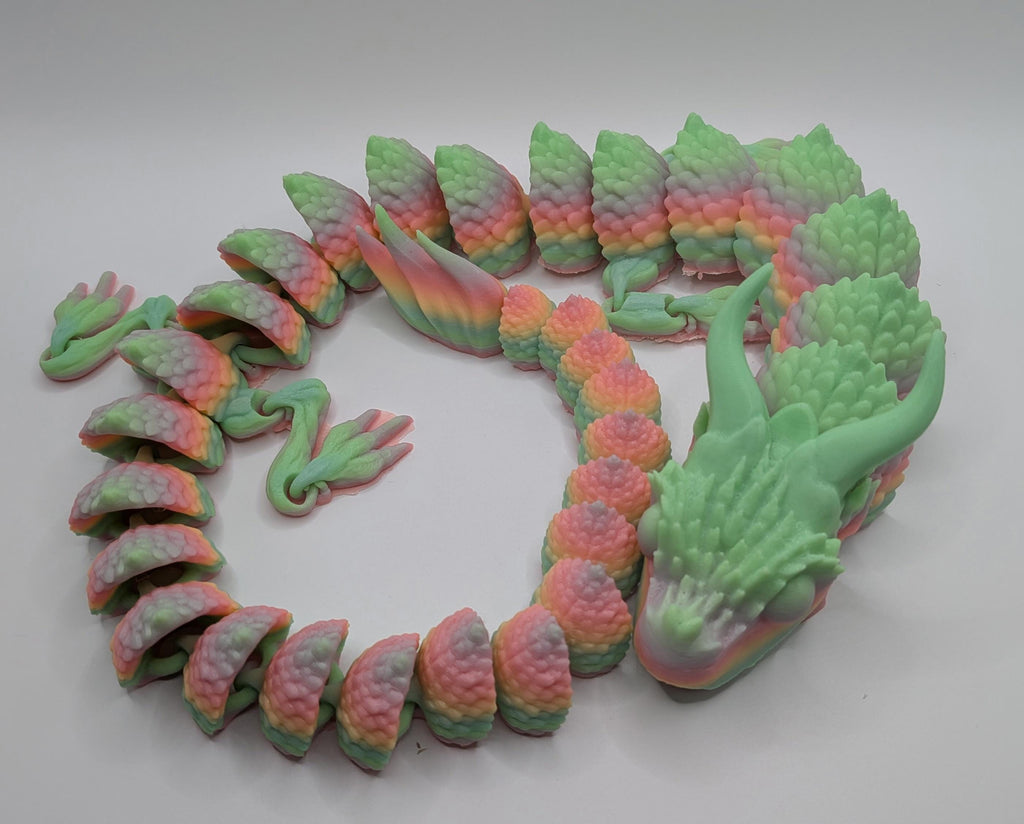 Jumbo Dragon Articulated Fidget 3D Printed Toy in Multiple Colors
