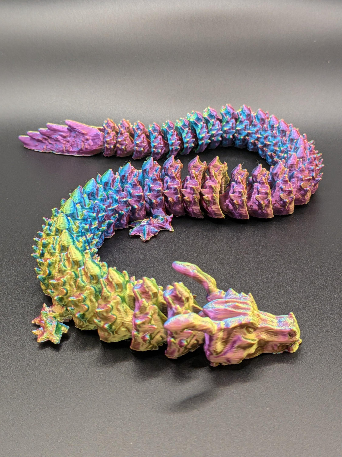 Color Shifting Dragon Oil Slick Articulated Fidget 3D Printed Toy
