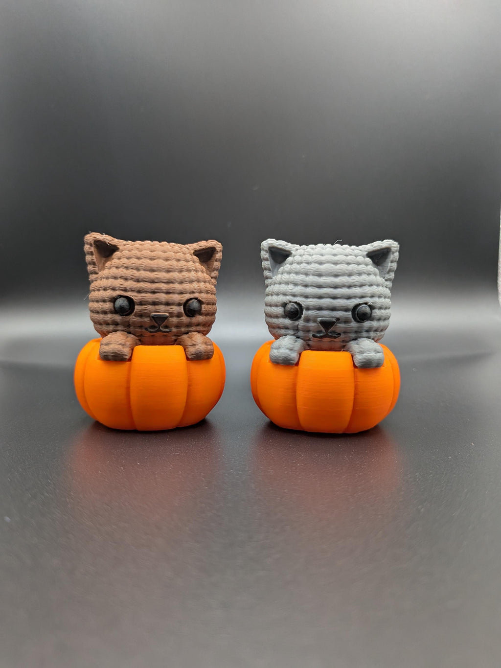 3D Printed Crotchet Cat Pumpkins Grey or Brown