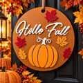 Hello Fall Door Sign Fall Leaves 3D Printed Autumn Decor
