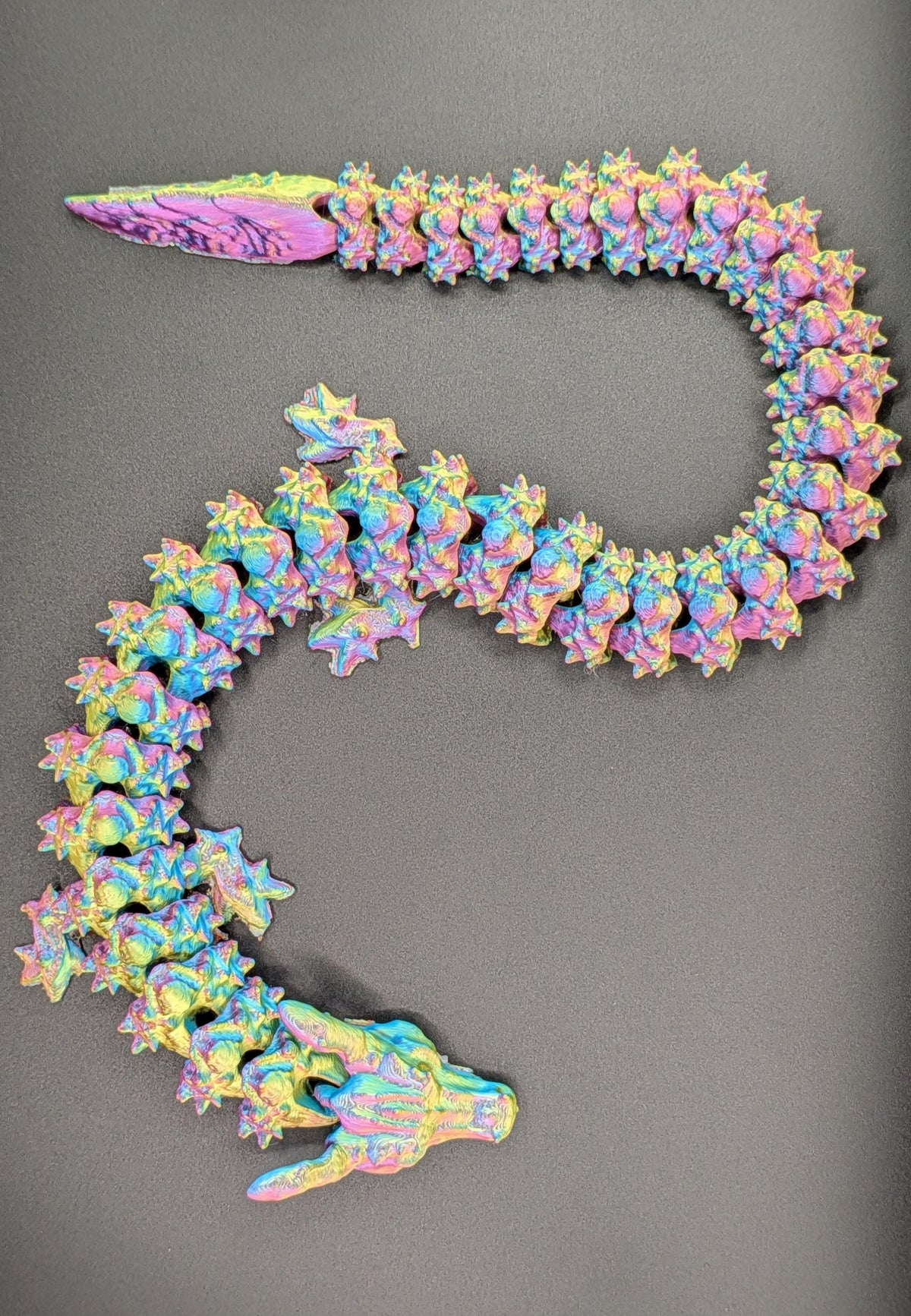 Color Shifting Dragon Oil Slick Articulated Fidget 3D Printed Toy