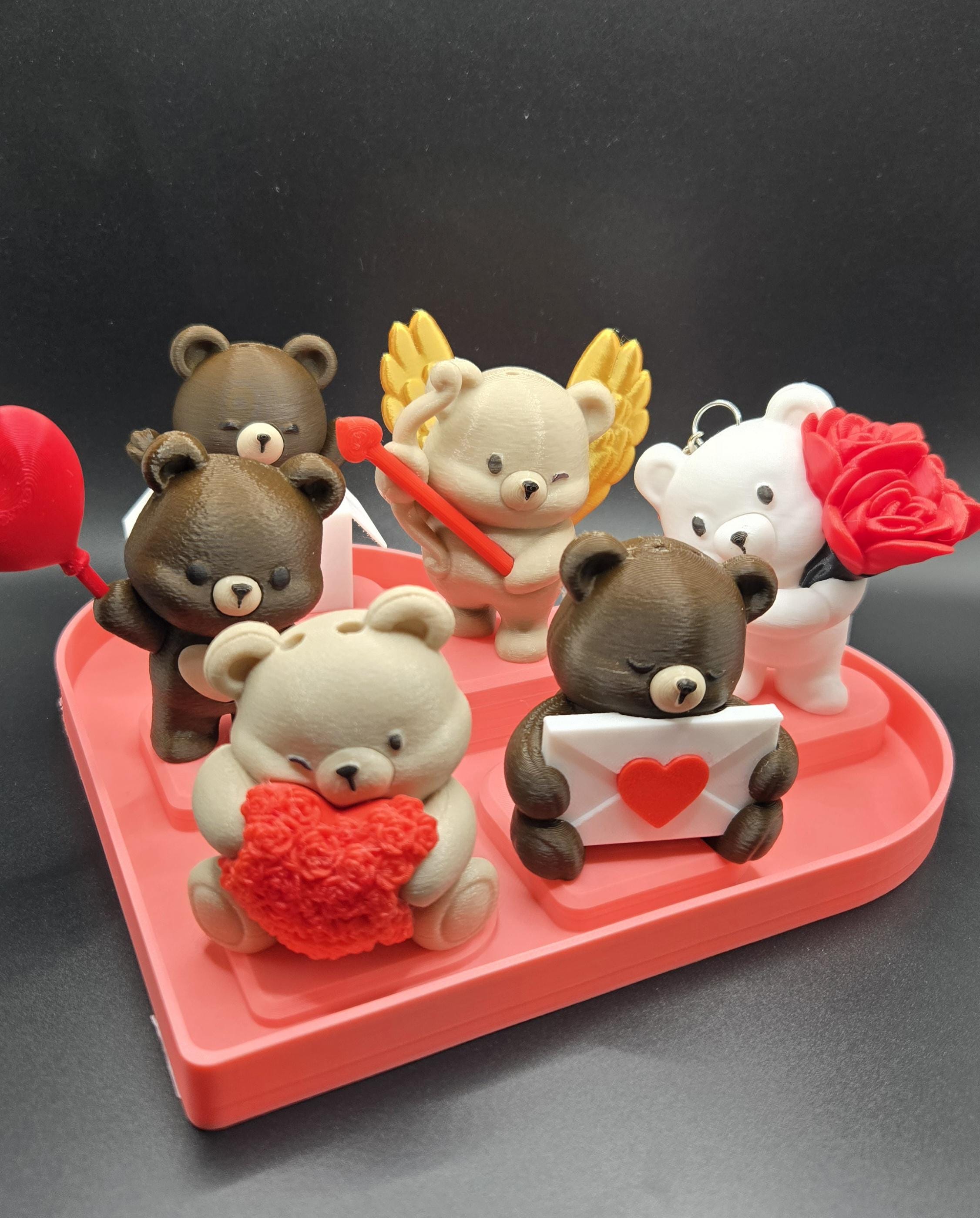 3D Printed Valentine Bear Keychain – Cupid Teddy Decor