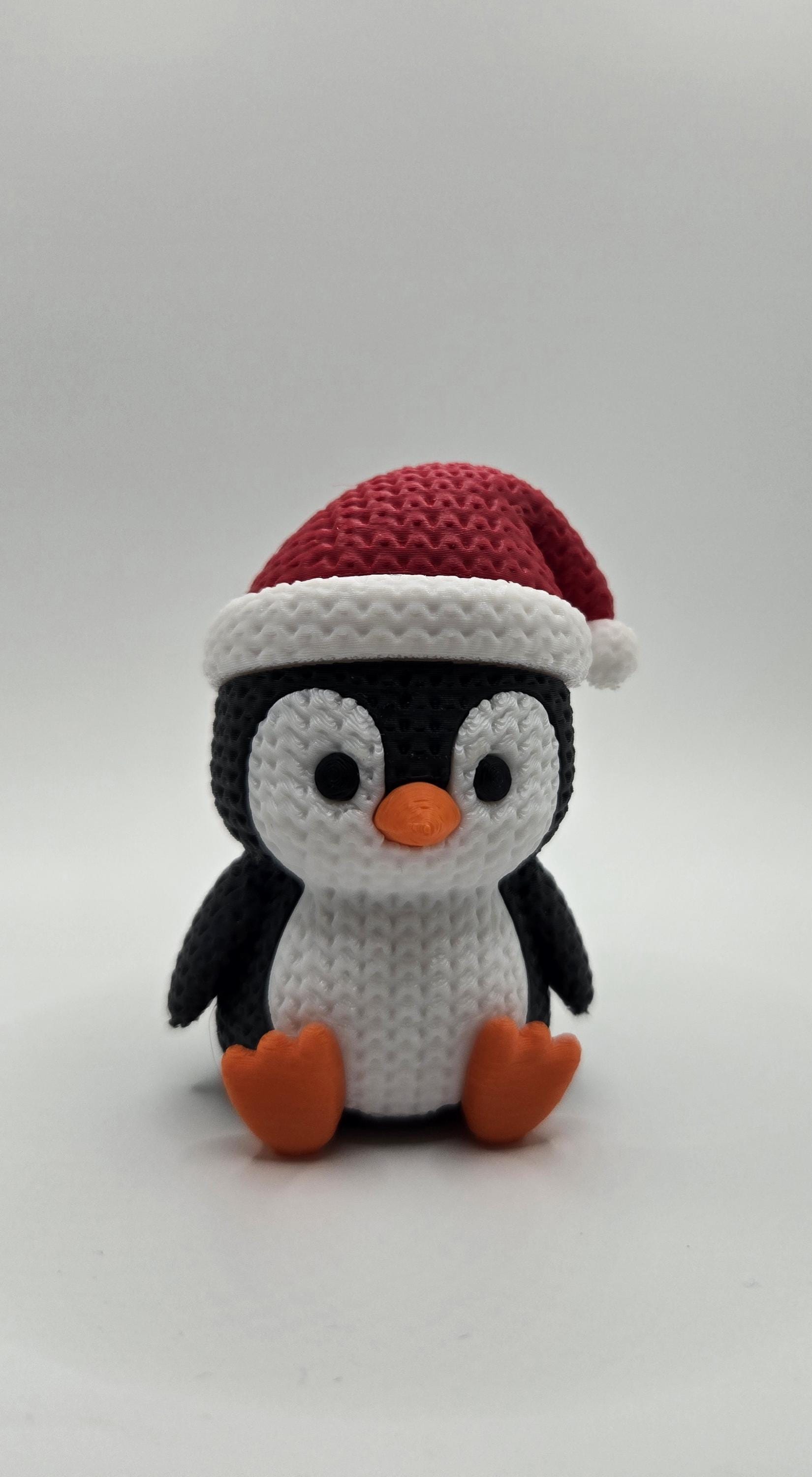 3D Printed Winter Crochet Penguin, Knit Design Figurine