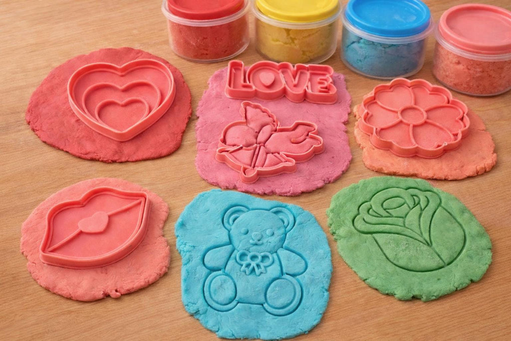 3D Printed Cookie Cutter & Press Set | Playdough Cutters | Valentine Heart, Teddy and Love Shapes