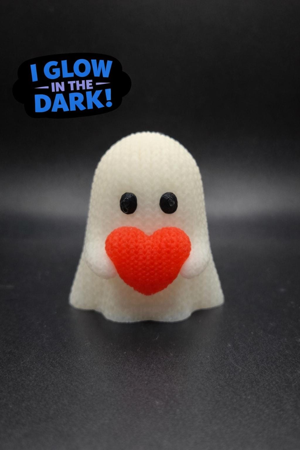 3D Printed Glow-in-the-dark Crocheted Love Heart Ghost