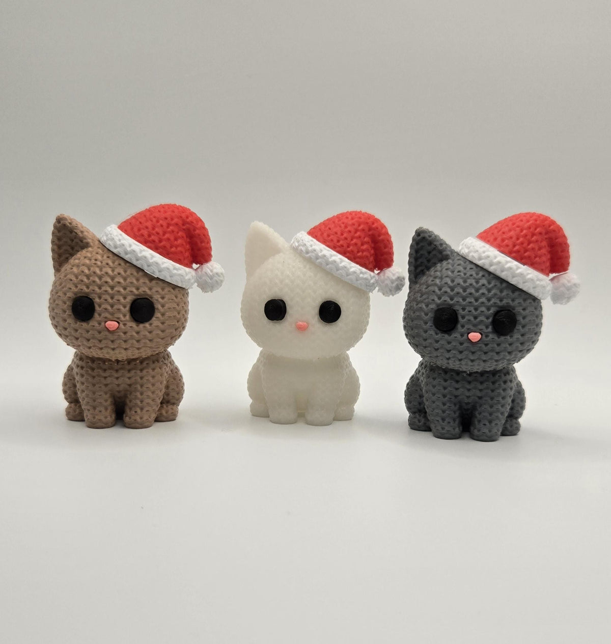 Crocheted Santa Cat 3D Printed Winter Knit Design Seasonal Christmas Figurine