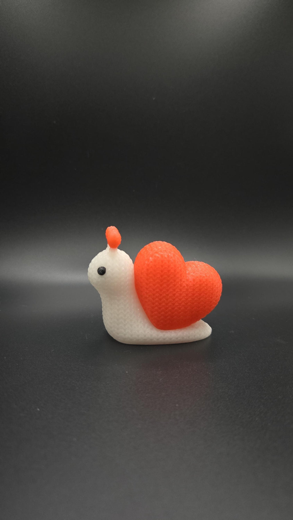 3D Printed Snail – Crochet-Style Heart Shell, Valentine's Decor