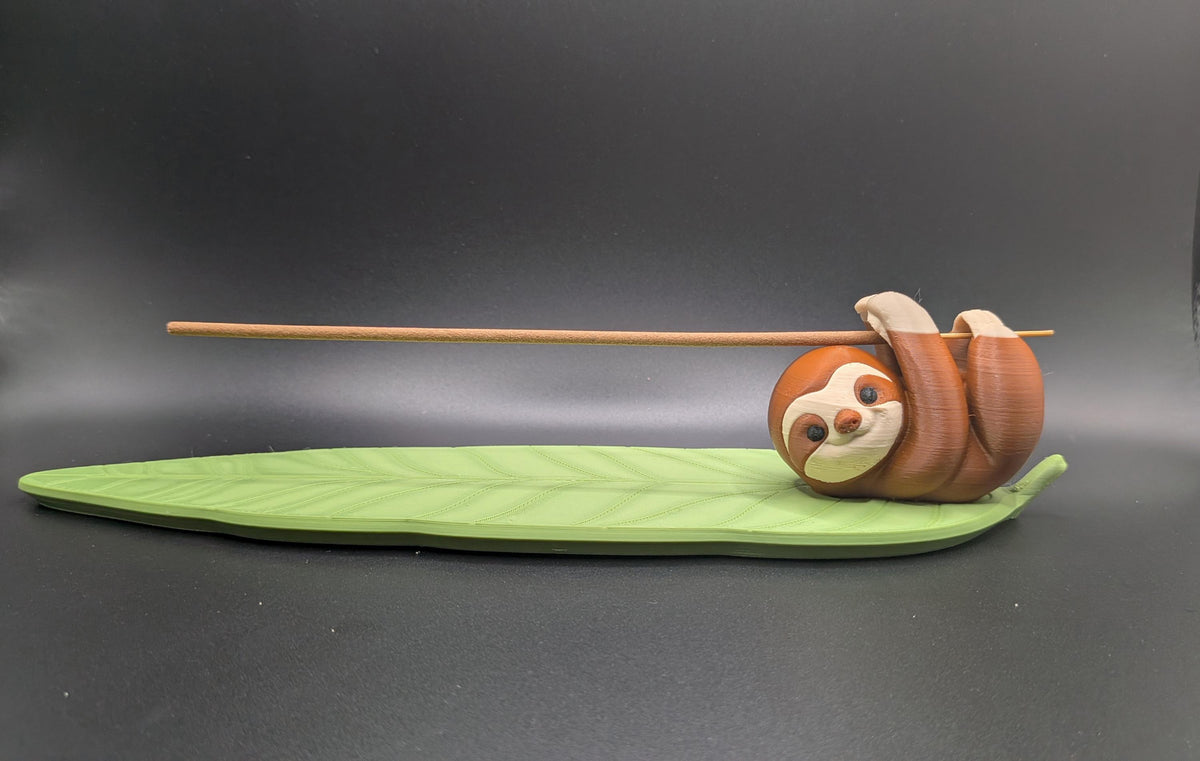 Sloth Incense Holder 3D Sloth on a Leaf