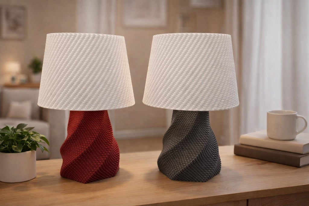 3D Printed Modern Spiral Table Lamp –  Contemporary Home Lighting Decor