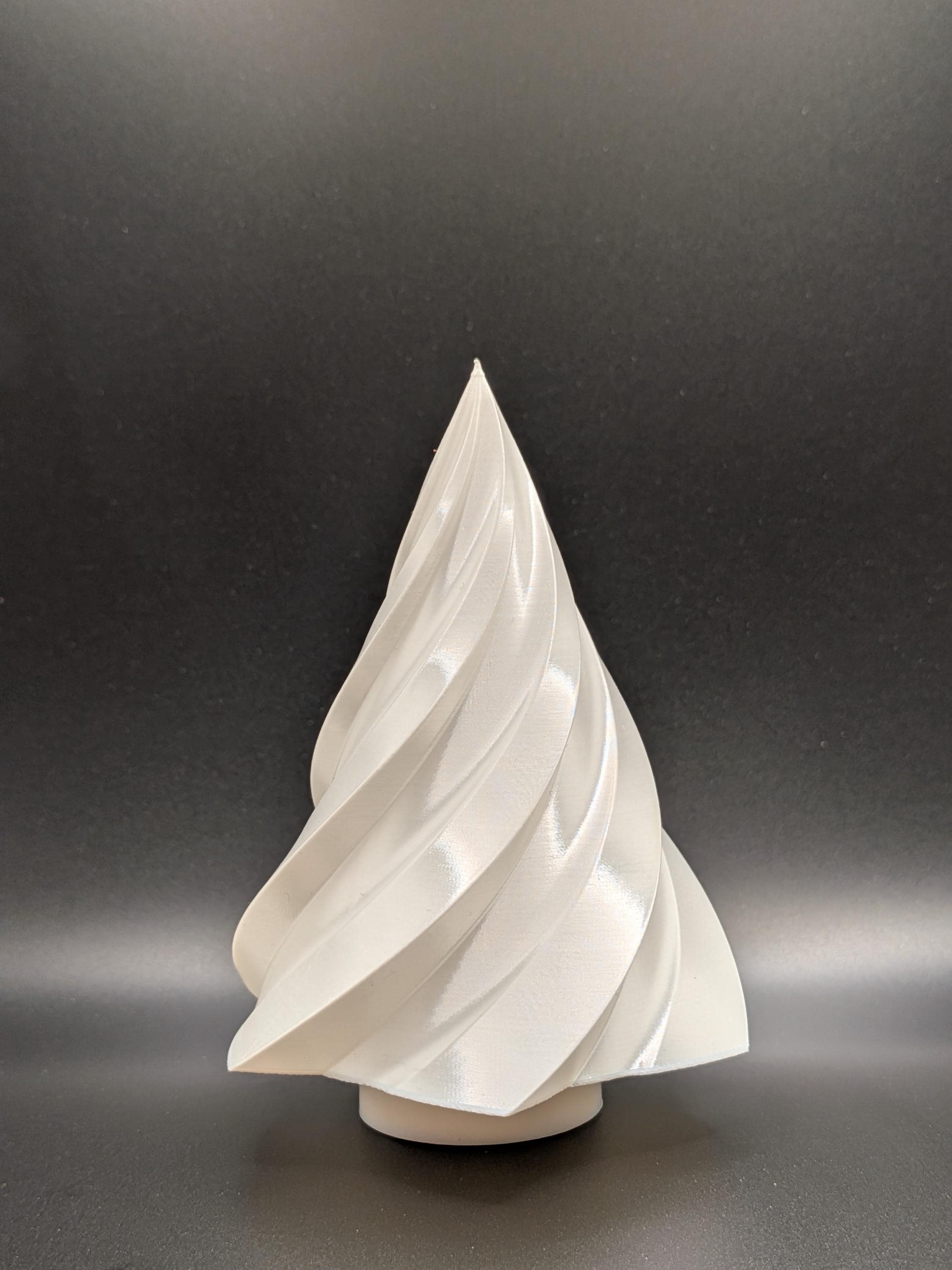 3D Printed Swirl Christmas Tree, LED Tea Light Decoration