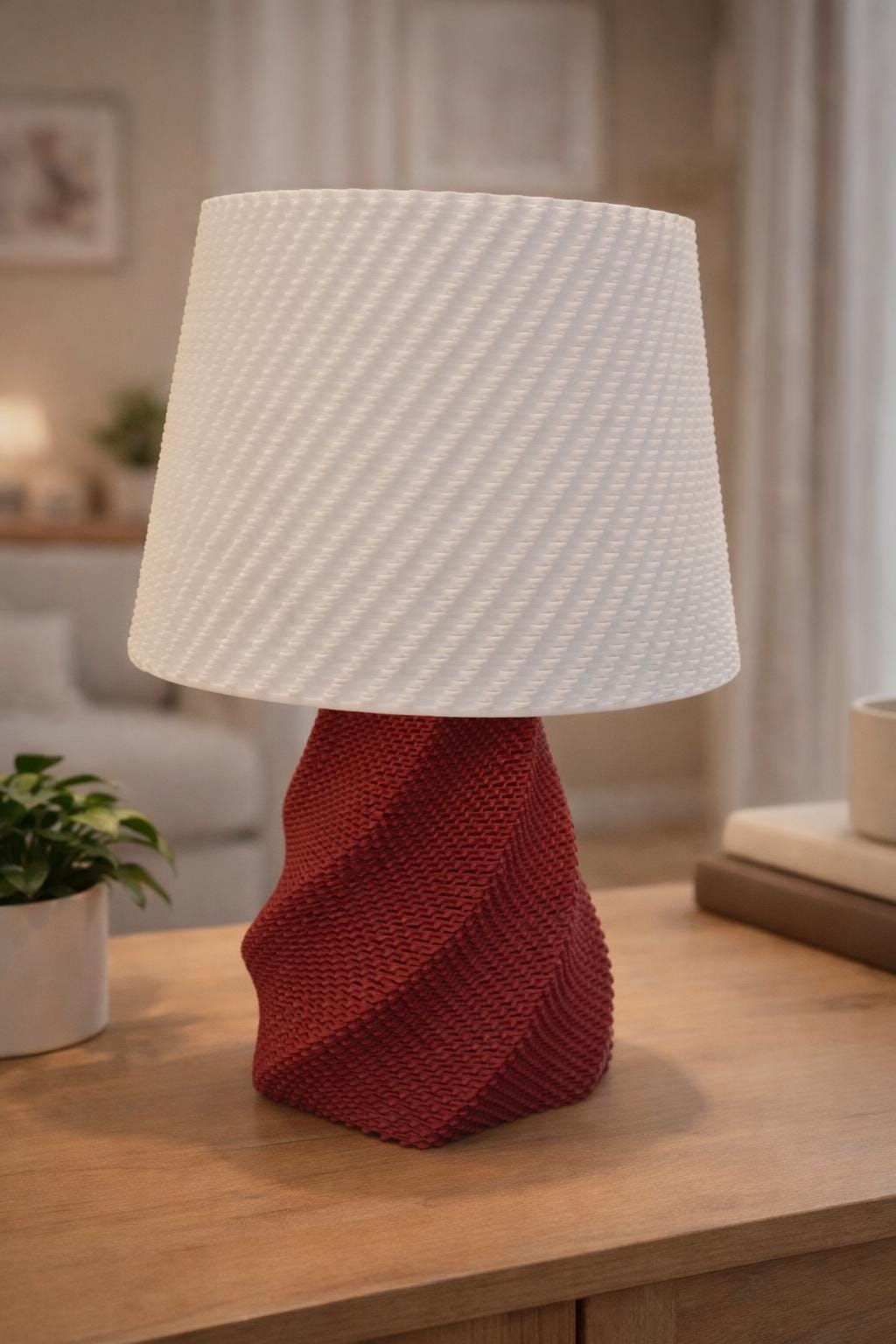 3D Printed Modern Spiral Table Lamp –  Contemporary Home Lighting Decor