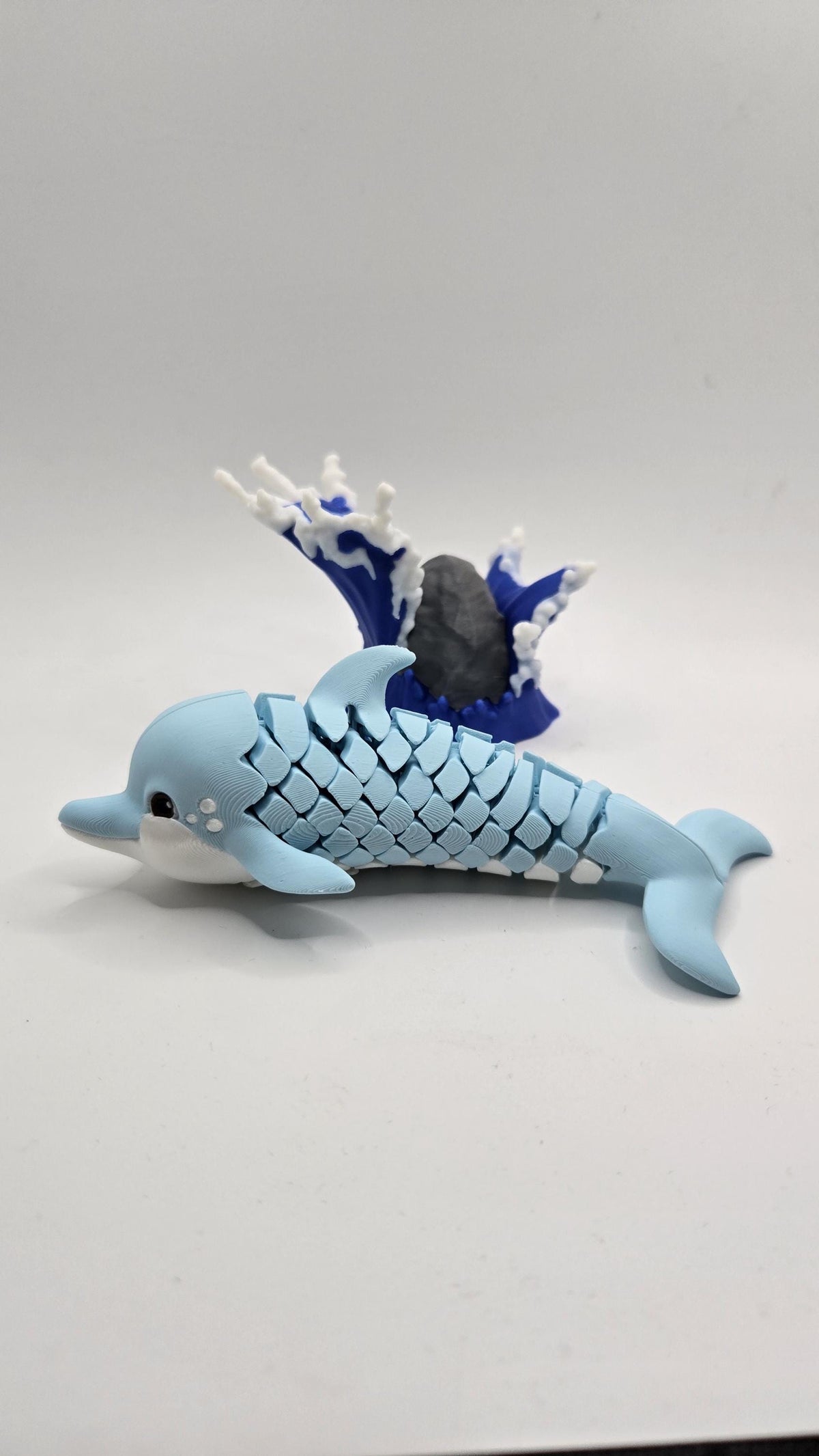 Dolphin Articulated 3D Printed Fidget Toy and Waves Stand