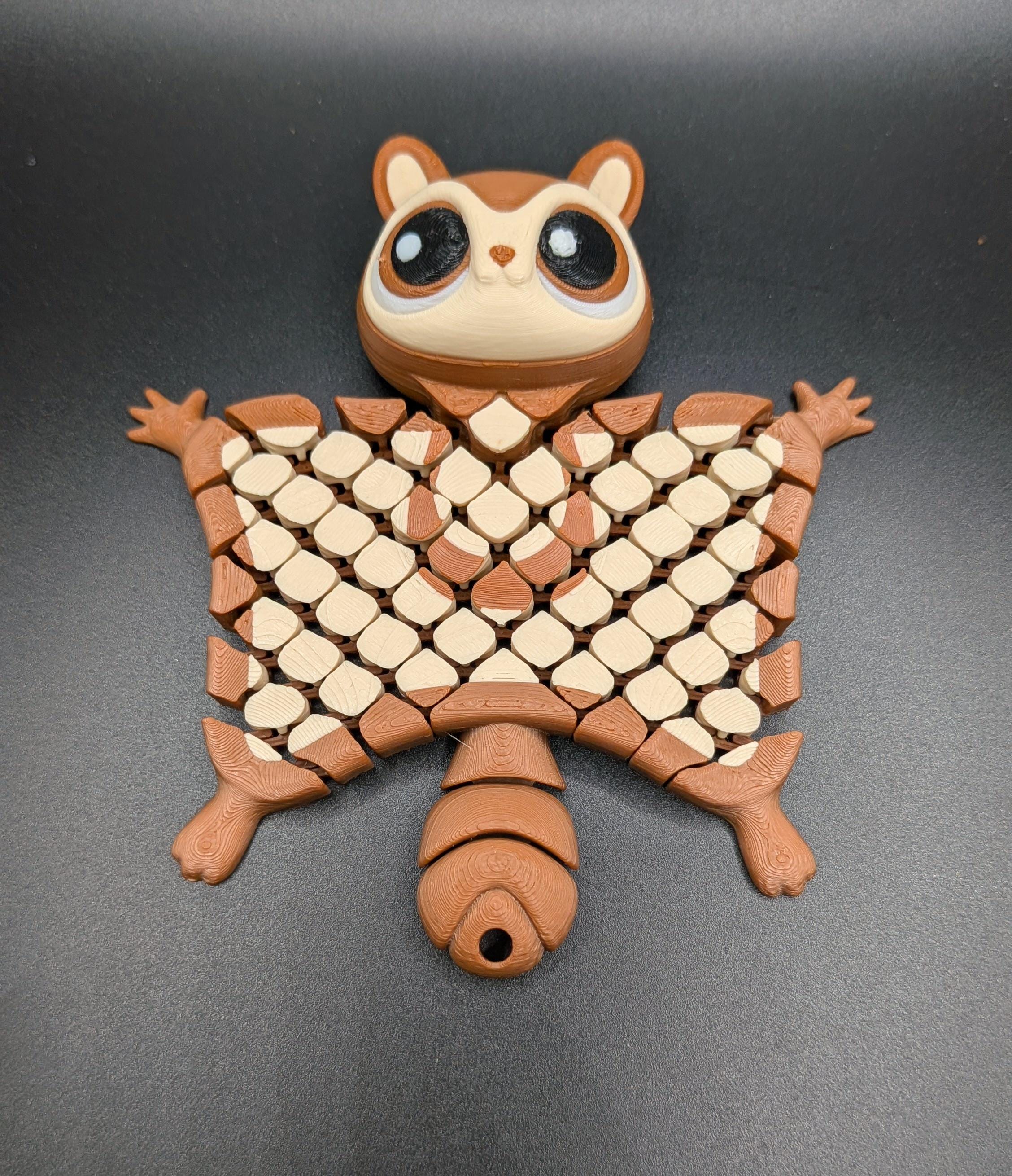 Flying Squirrel Articulated Fidget Toy 3D Printed Keychain
