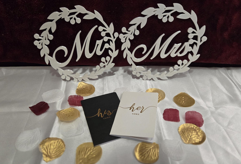 3D Printed Personalized Couple Wedding Signs | Mr | Mrs | Chair Signs for Brides And Grooms