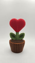 3D Printed Crochet Style Heart Flower in Pot– Cute Love Forever Flower, Handmade Love Gift, Valentine’s Day Decor