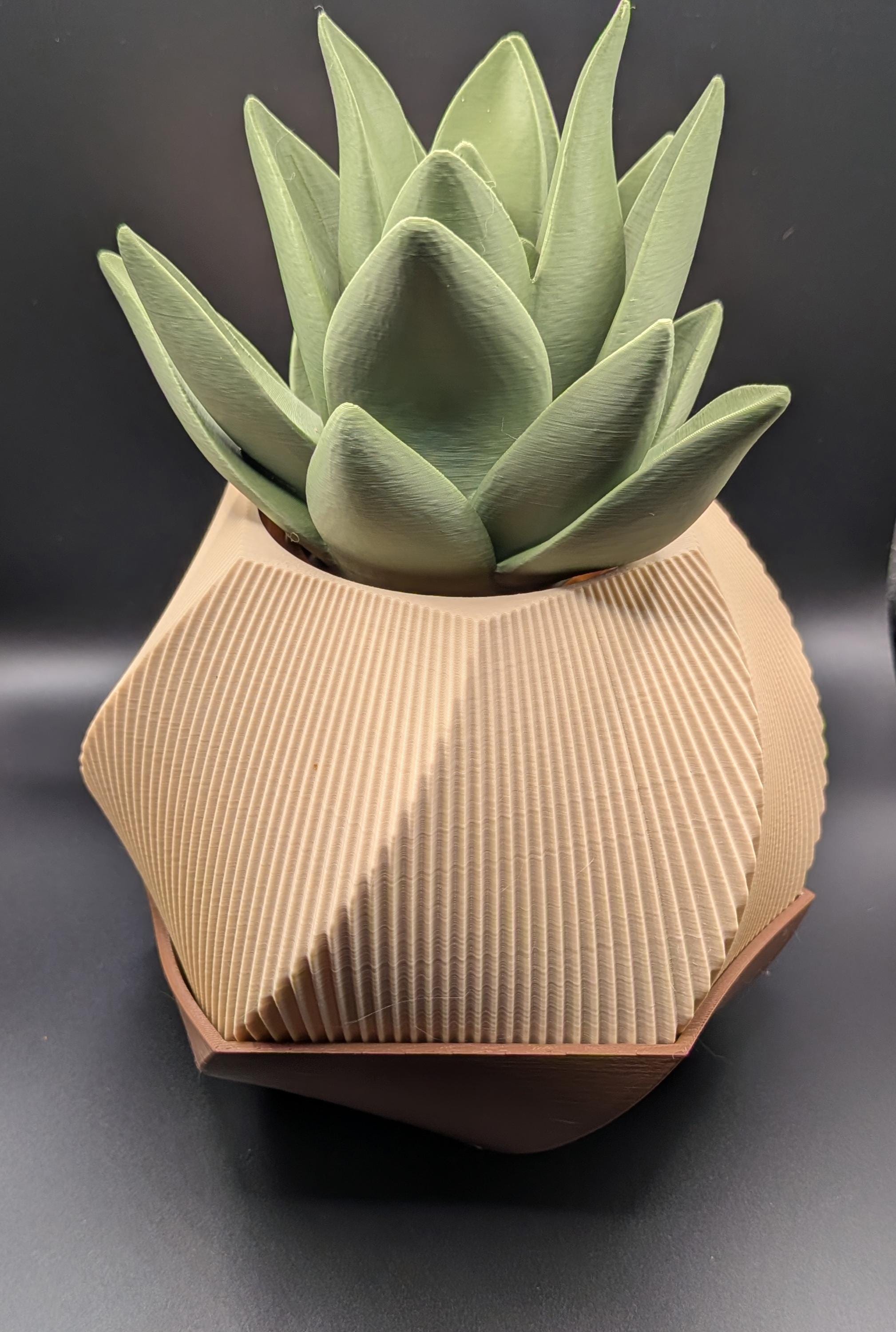 Modern Spiral Textured Indoor Planter and Drip Tray