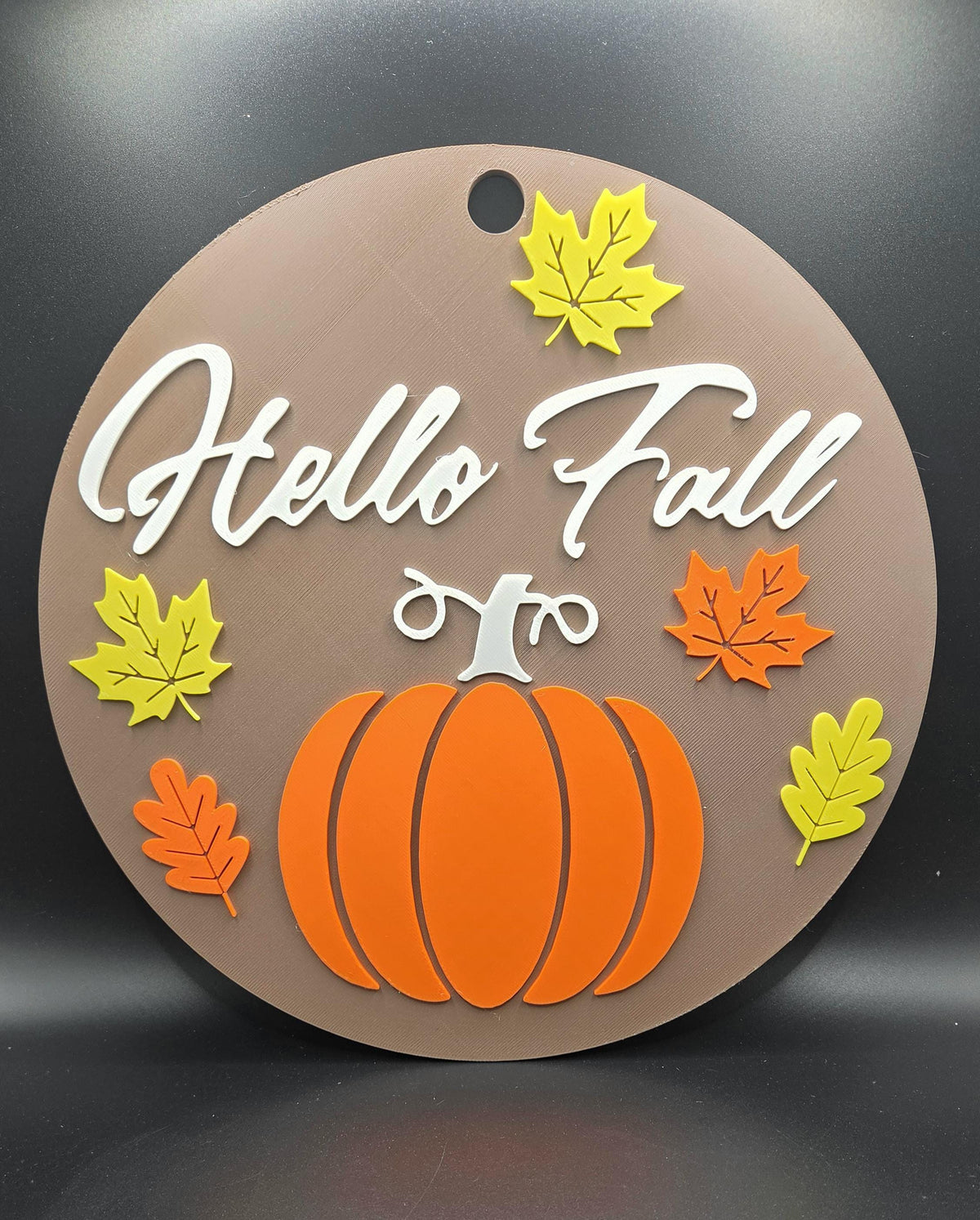 Hello Fall Door Sign Fall Leaves 3D Printed Autumn Decor