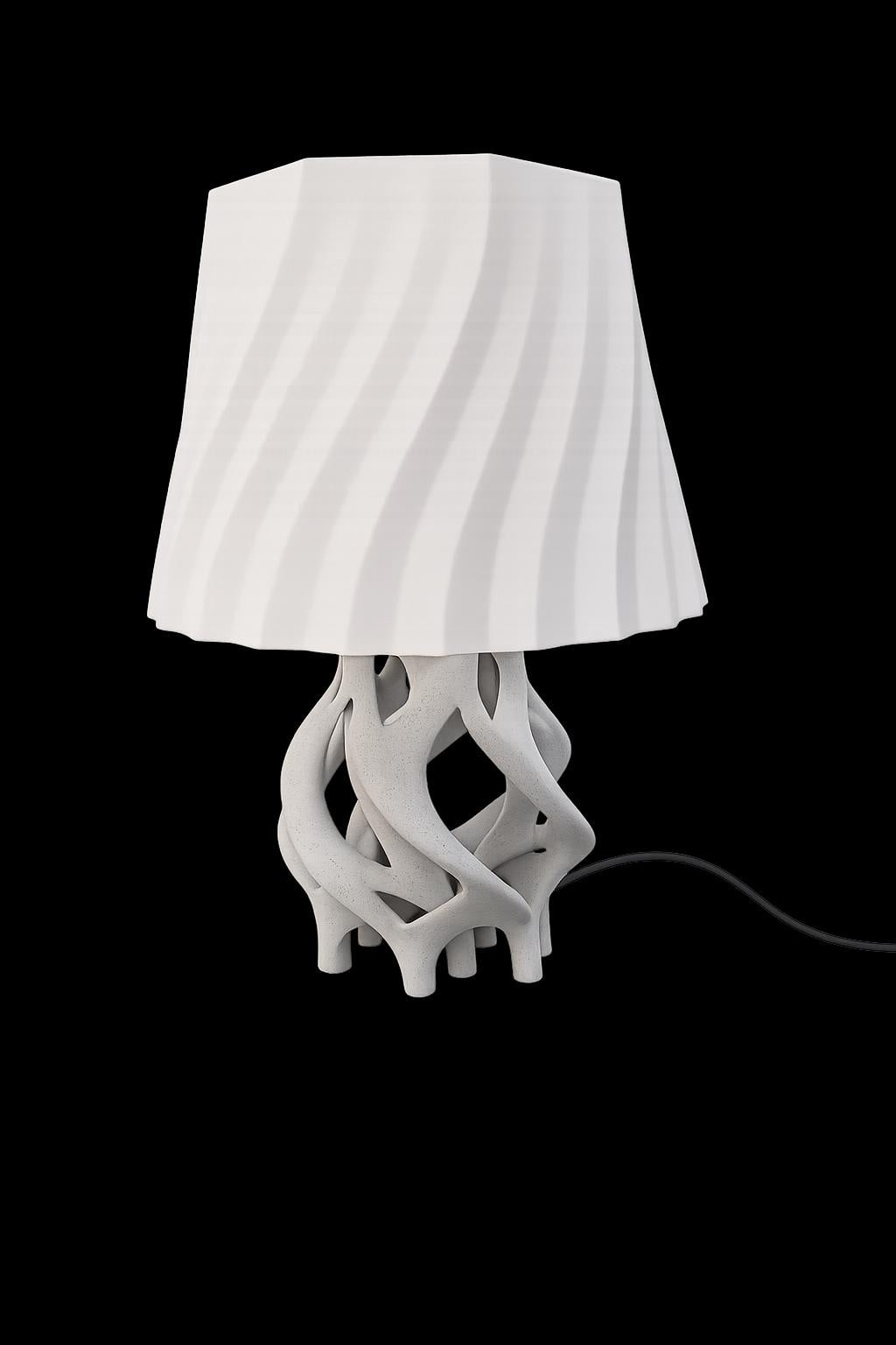 3D Printed Marble Table Lamp – Modern Wavy Shade Home Decor