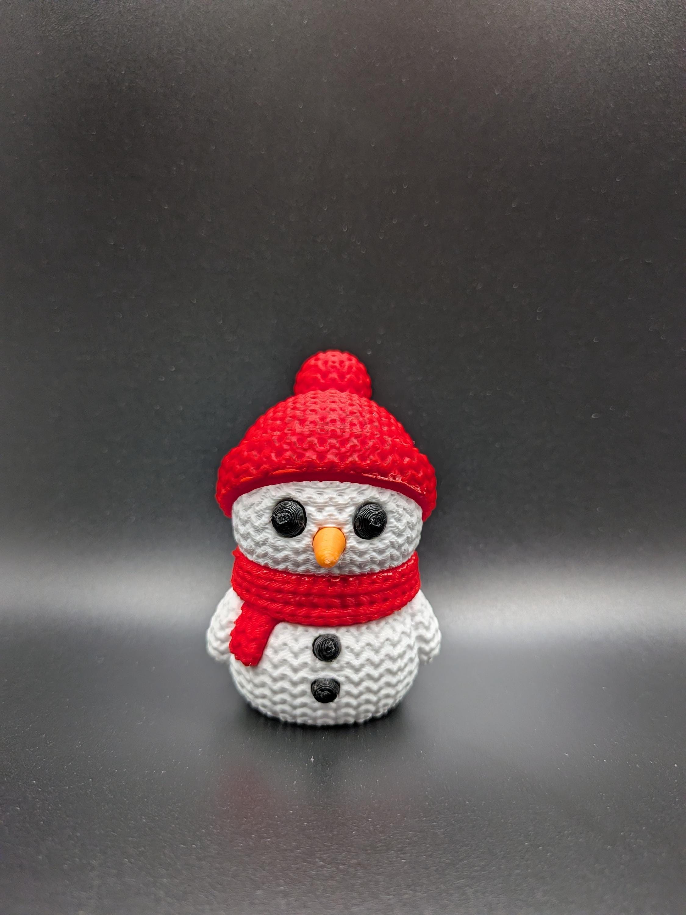 Crocheted Snowman 3D Printed Winter Seasonal Decor