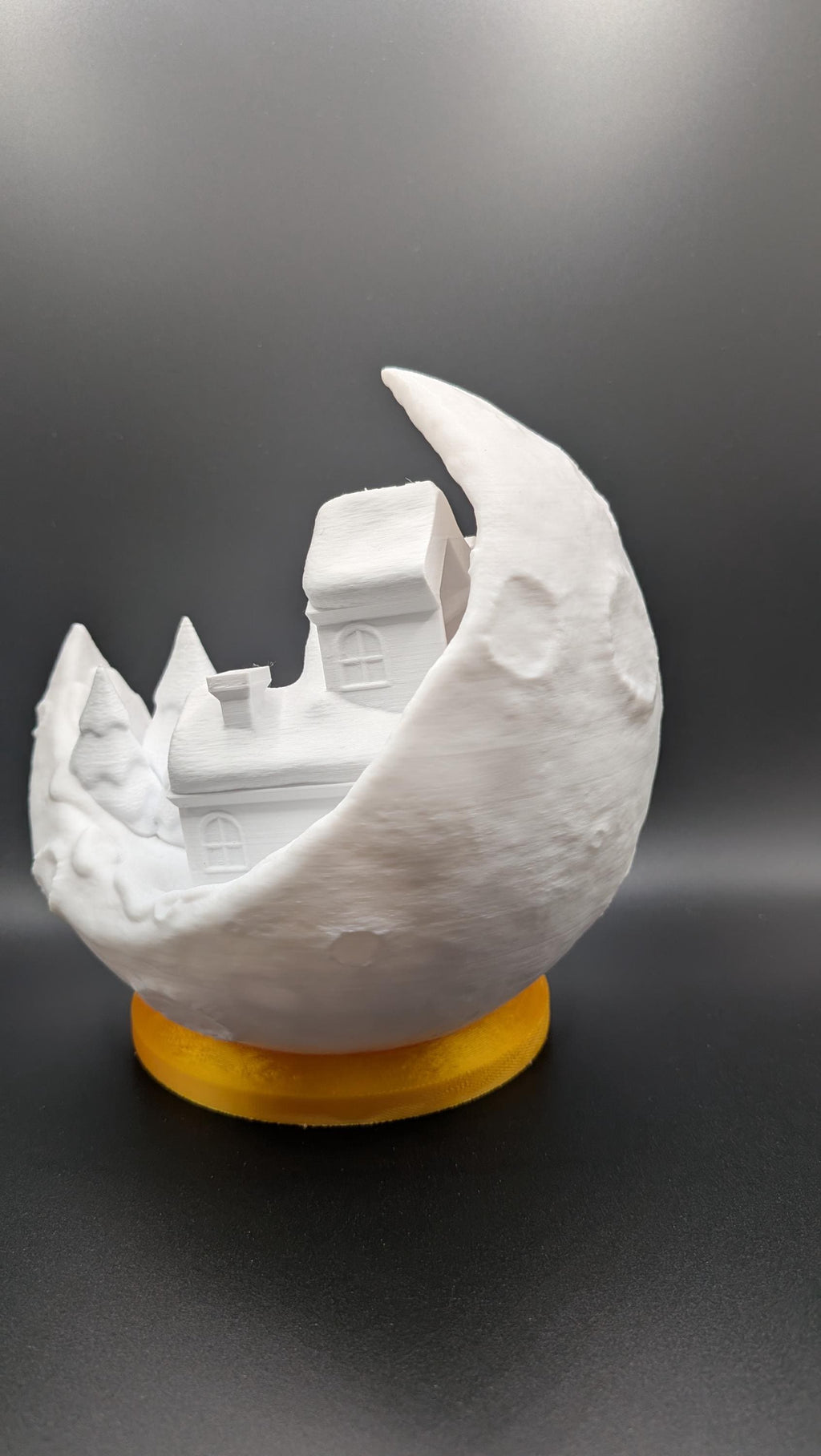 Winter Village Moon Lamp 3D Printed White Christmas Winter Tea Light