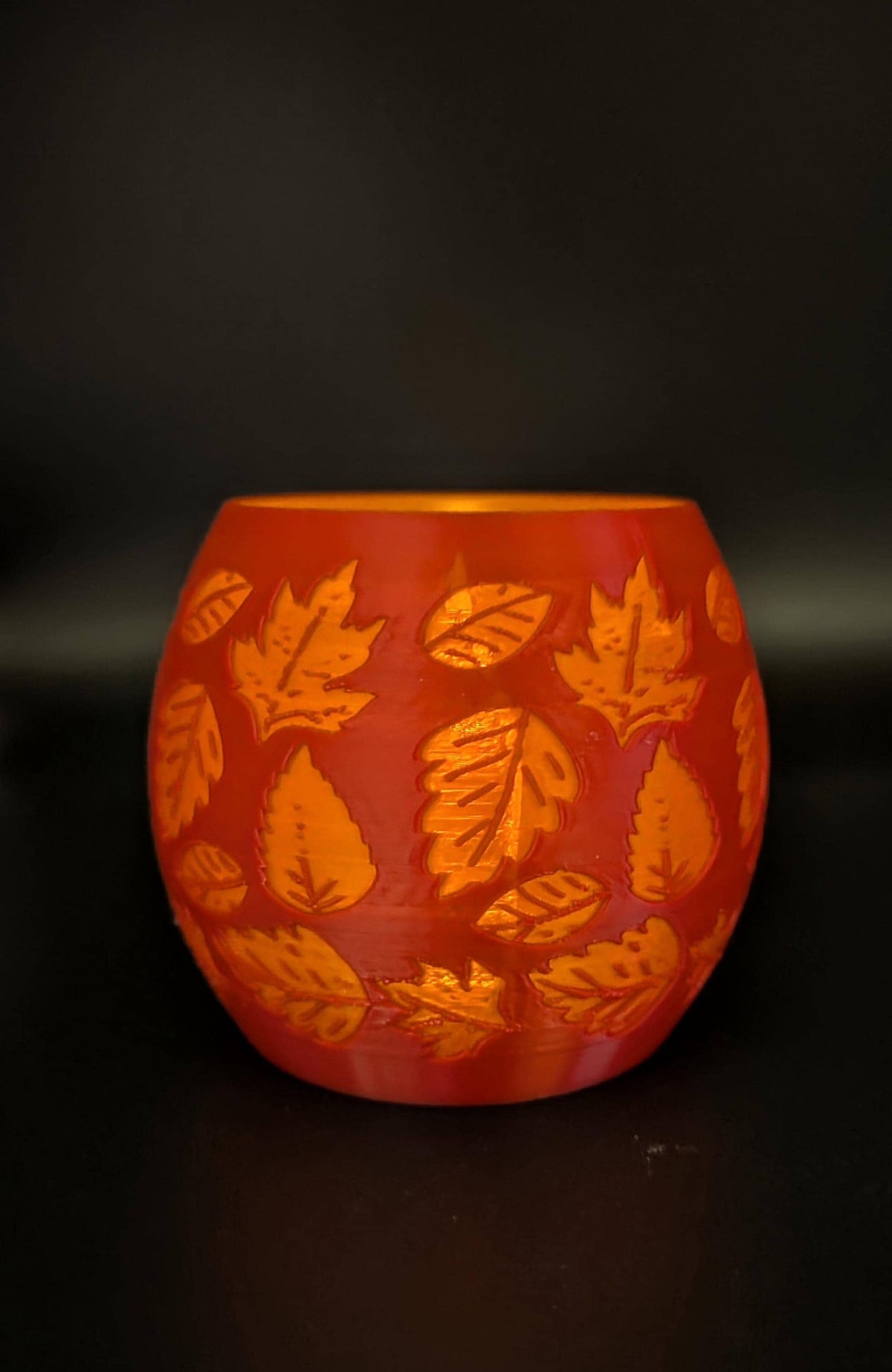 Red Fall Leaves Tea Light Holder 3D Printed Decor