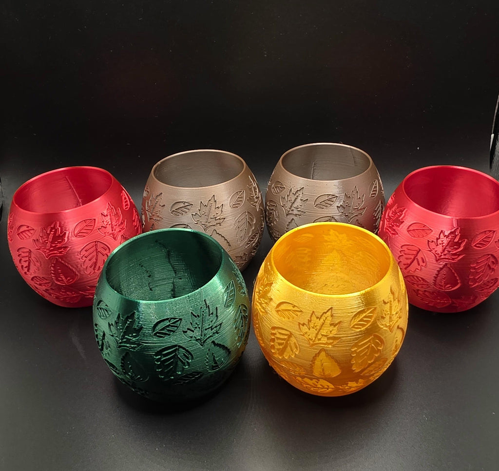 Red Fall Leaves Tea Light Holder 3D Printed Decor