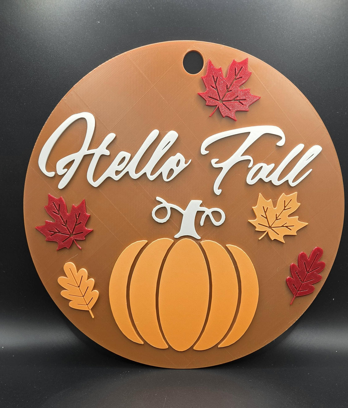 Hello Fall Door Sign Fall Leaves 3D Printed Autumn Decor