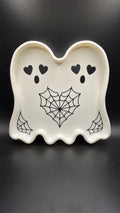 3D Printed Ghost Trinket Dish, Heart Eyes, Spiderweb Heart Halloween Decor