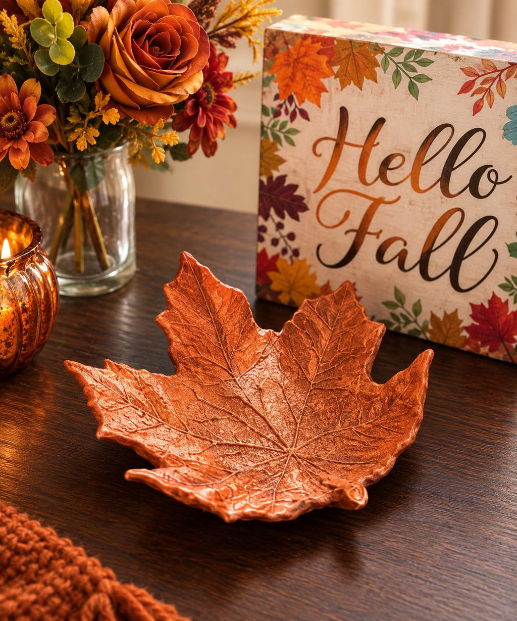 Fall Leaves Trinket Dish 3D Printed Decor Key holder