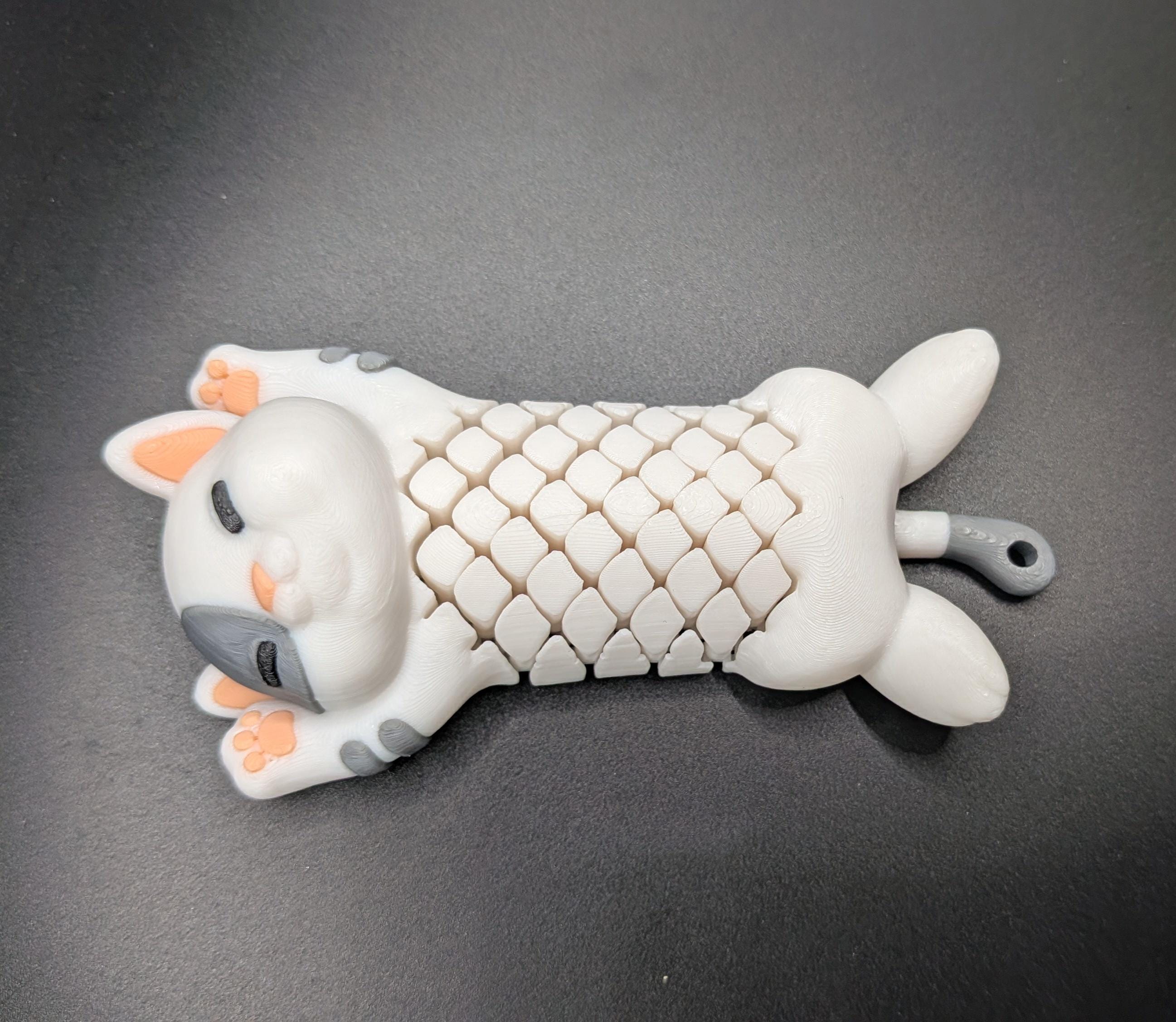 Adorable Cat Articulated Fidget Toy 3D Printed Keychain