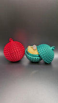 Knit-Style Fillable Ornament – Holiday Gift Box 3D Printed Keepsake for Hidden Surprises or Christmas Surprise Engagement