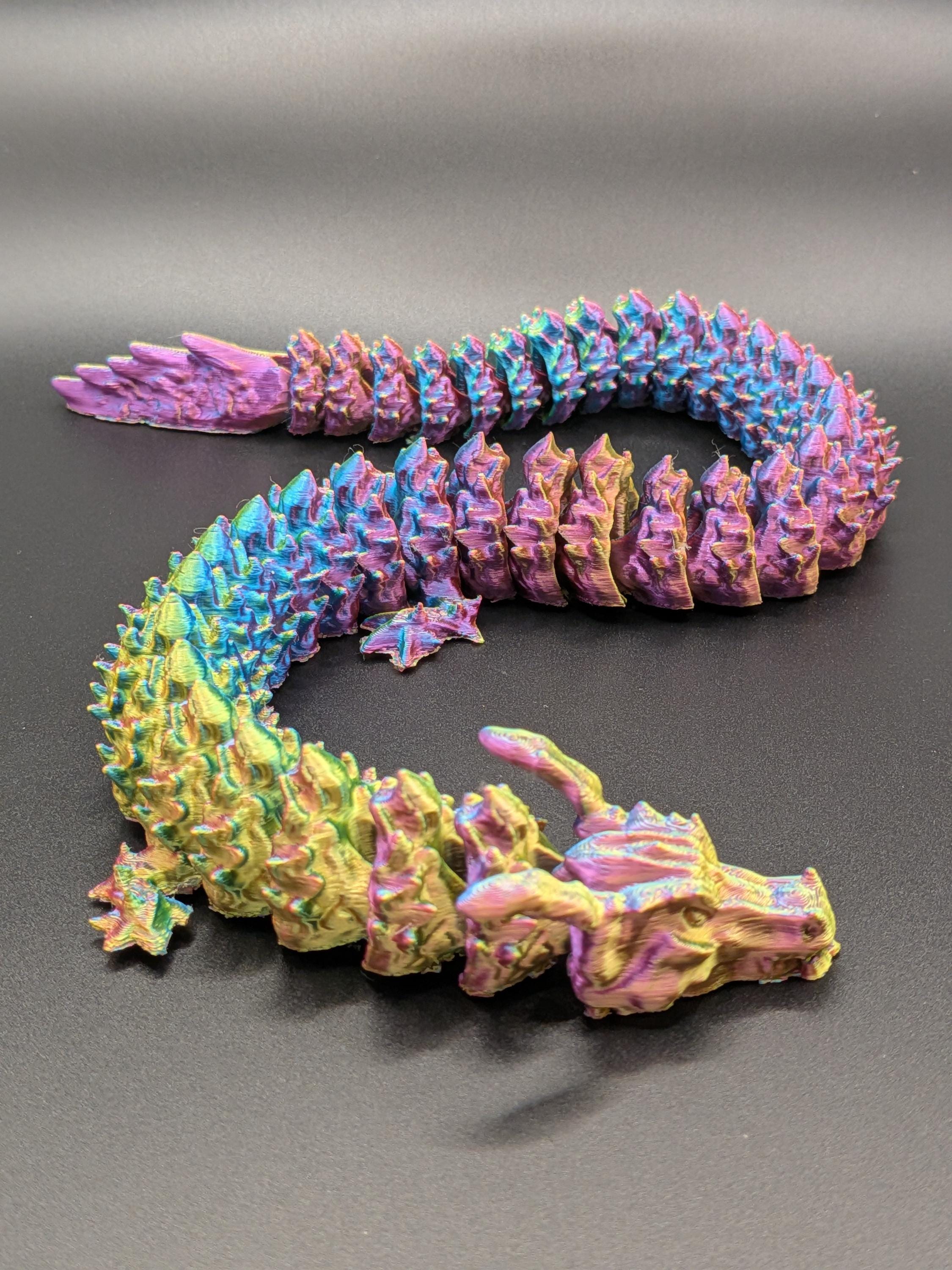 Color Shifting Dragon Oil Slick Articulated Fidget 3D Printed Toy