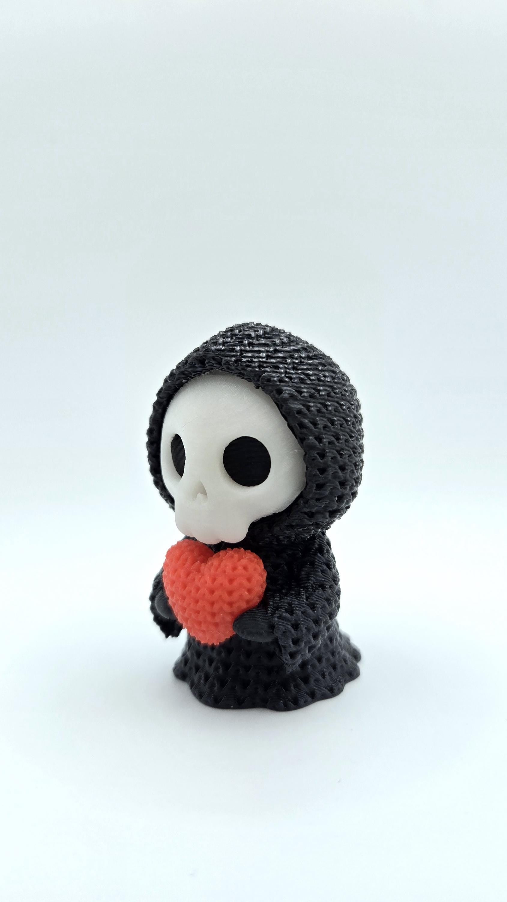 Glow in the Dark Grim Reaper Knit Design Love Heart, Valentine's Day, 3D Printed Crotchet Miniature, Halloween