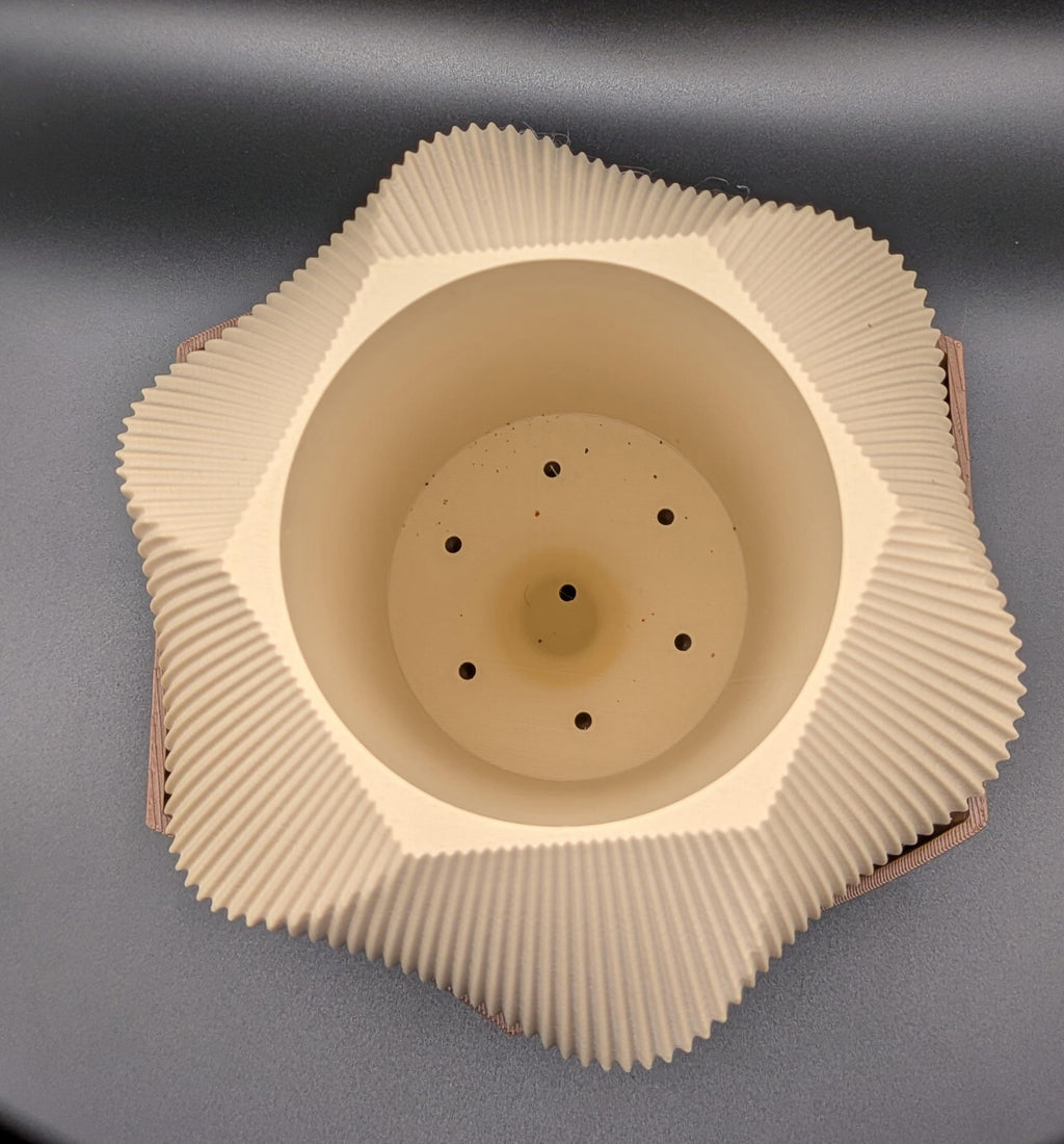 Modern Spiral Textured Indoor Planter and Drip Tray